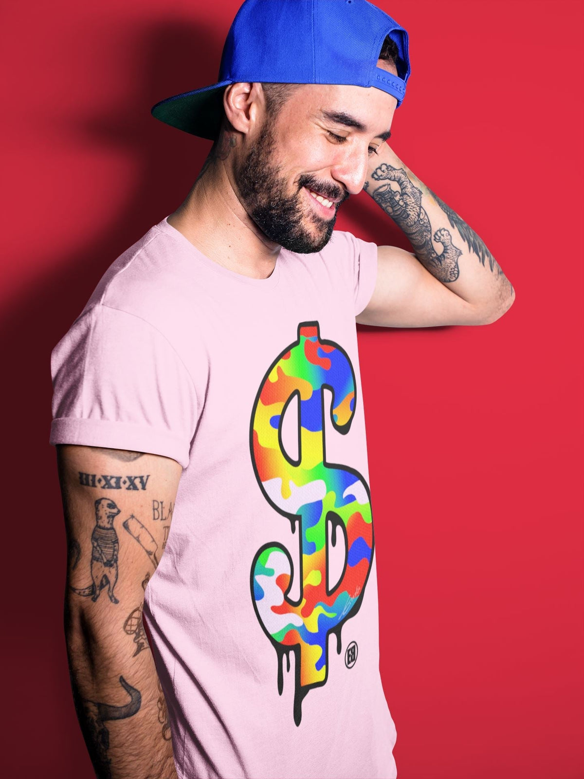 Jordan 1 J Balvin Sneaker Matching T-Shirt Dollar Camo Sneaker Tees Jordan 1 J Balvin Sneaker Release Tees Crew Neck Tees