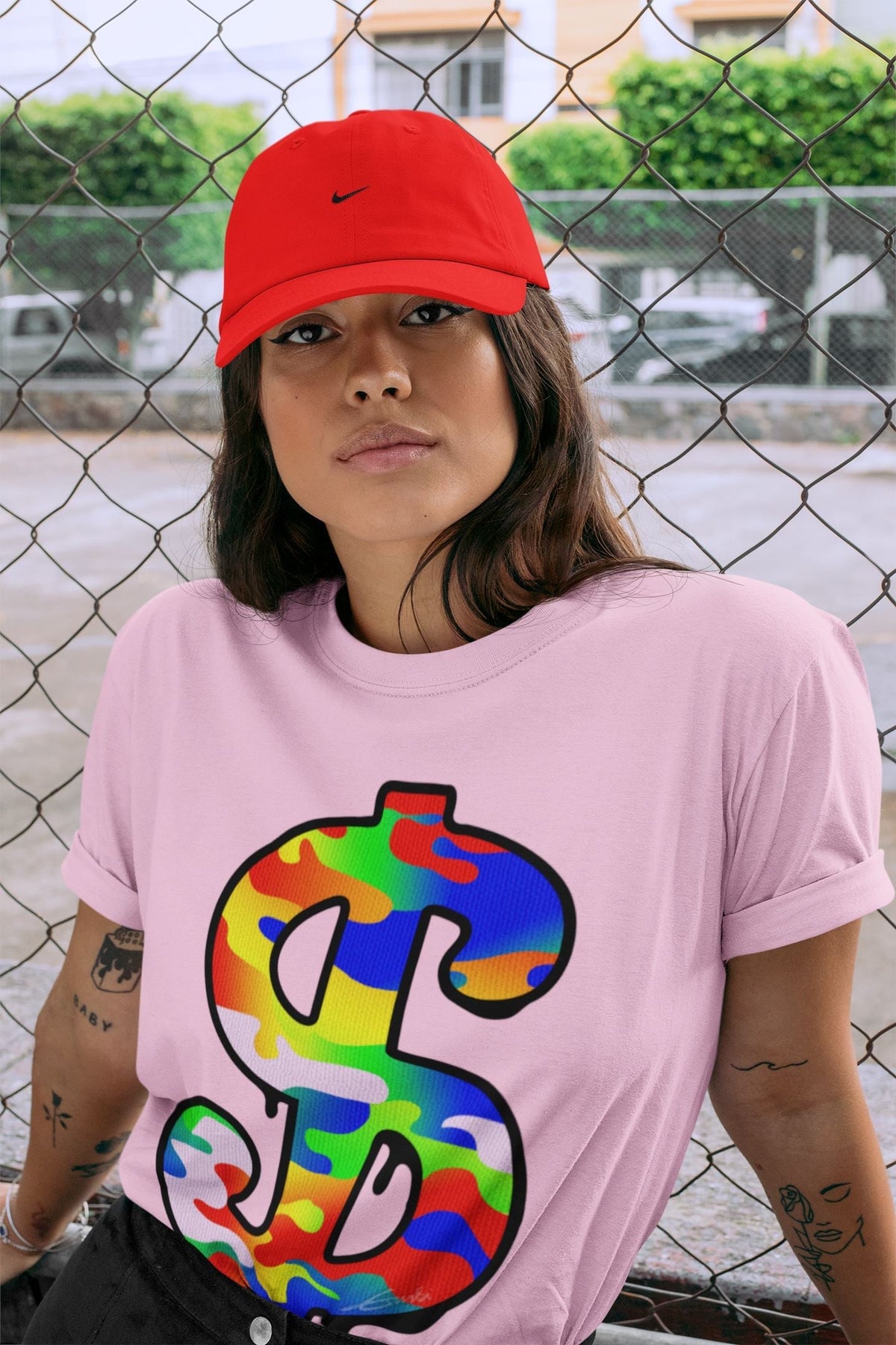 Jordan 1 J Balvin Sneaker Matching T-Shirt Dollar Camo Sneaker Tees Jordan 1 J Balvin Sneaker Release Tees Crew Neck Tees