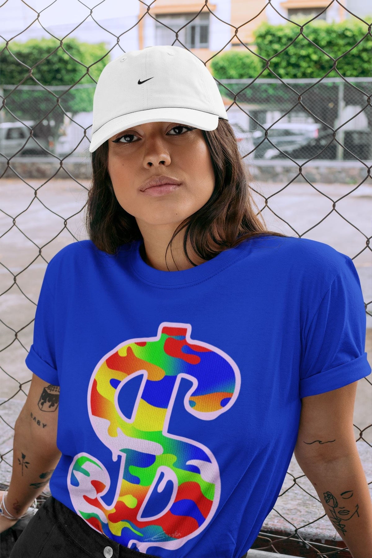 Jordan 1 J Balvin Sneaker Matching T-Shirt Dollar Camo Sneaker Tees Jordan 1 J Balvin Sneaker Release Tees Crew Neck Tees