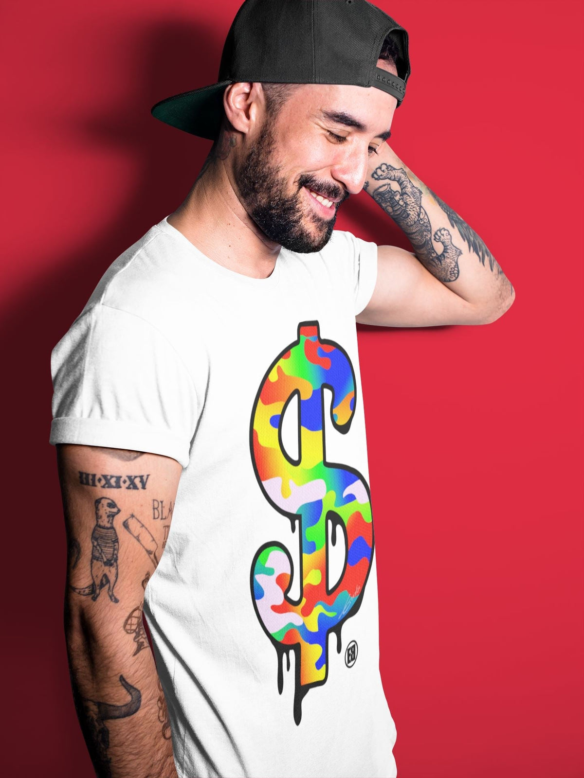 Jordan 1 J Balvin Sneaker Matching T-Shirt Dollar Camo Sneaker Tees Jordan 1 J Balvin Sneaker Release Tees Crew Neck Tees
