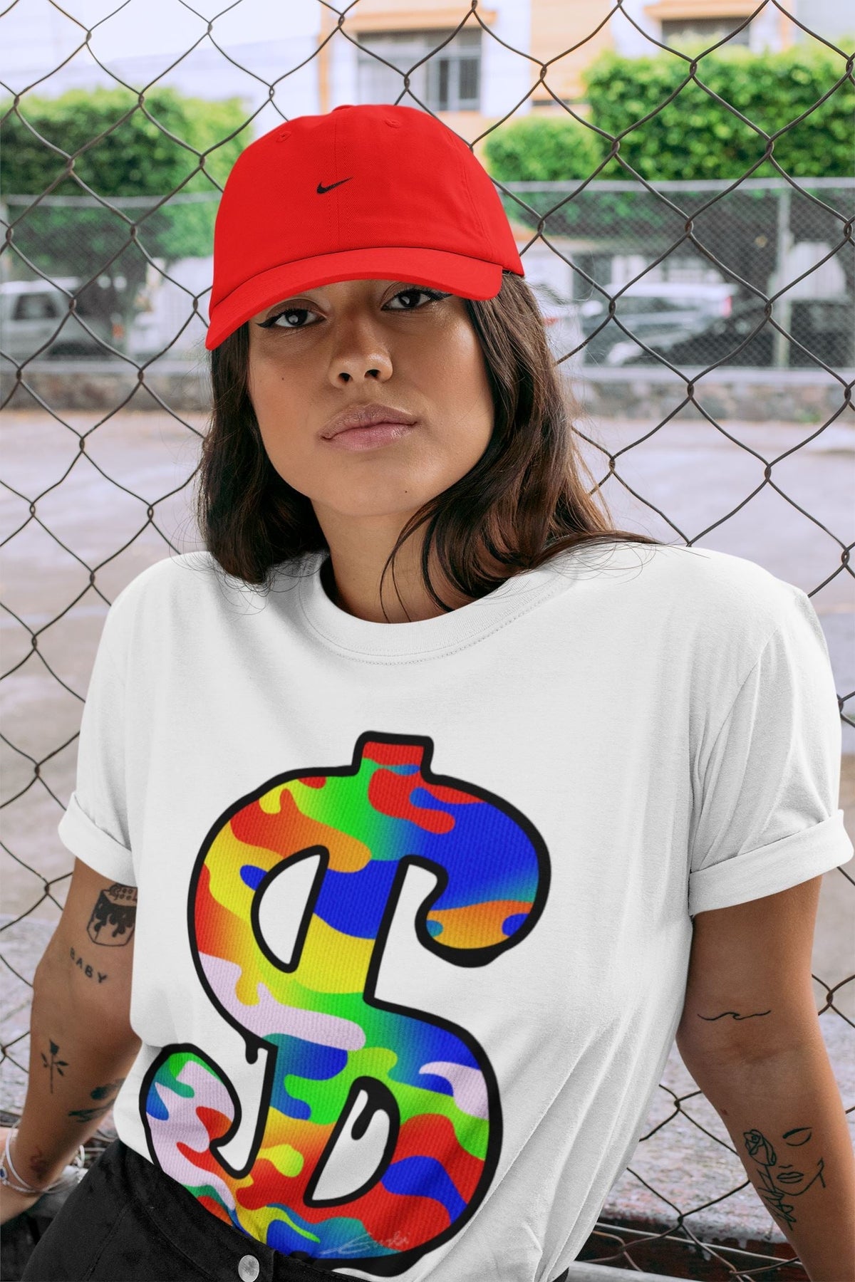 Jordan 1 J Balvin Sneaker Matching T-Shirt Dollar Camo Sneaker Tees Jordan 1 J Balvin Sneaker Release Tees Crew Neck Tees