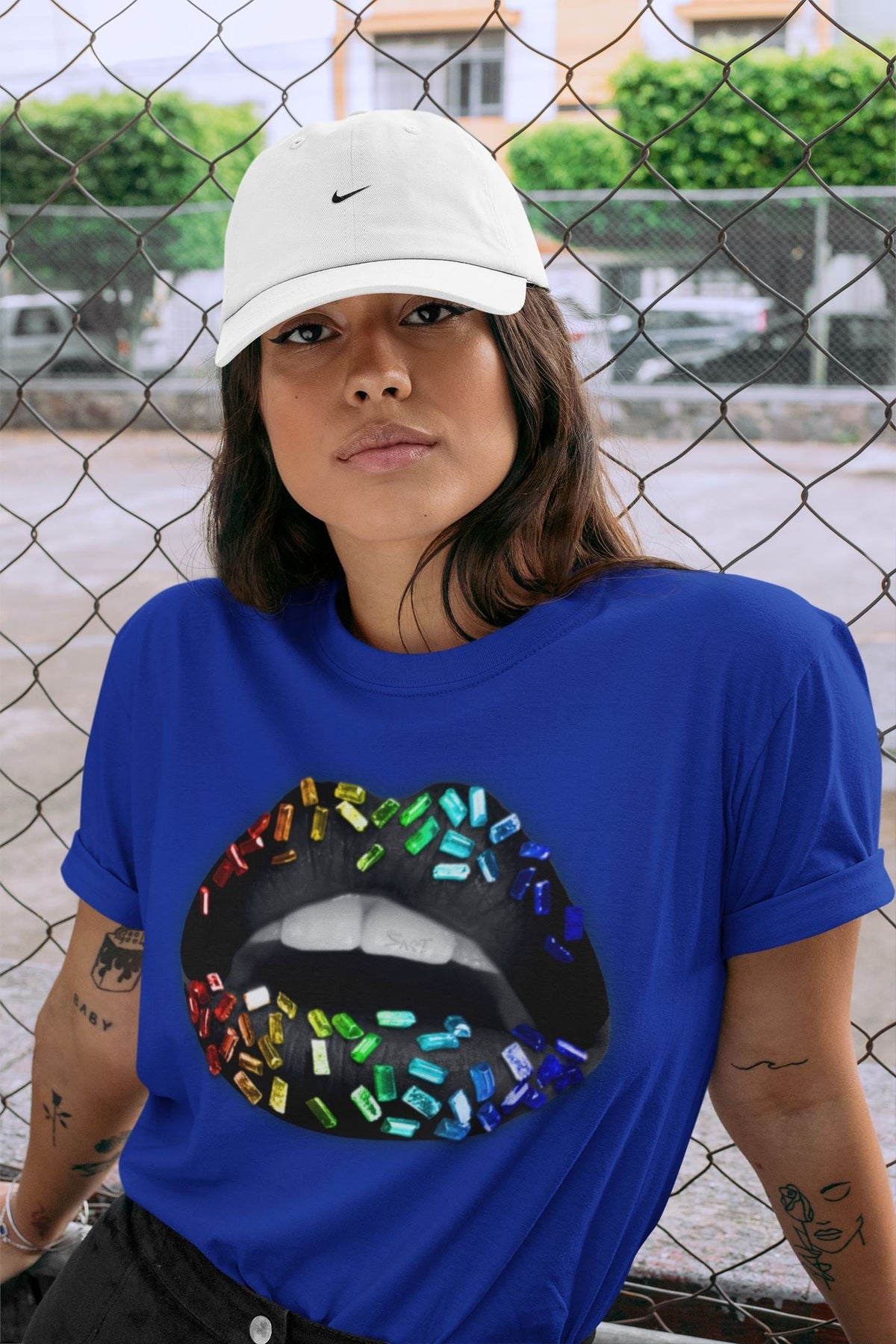 Jordan 1 J Balvin Sneaker Matching T-Shirt Lips Jewel Sneaker Tees Jordan 1 J Balvin Sneaker Release Tees Crew Neck Tees