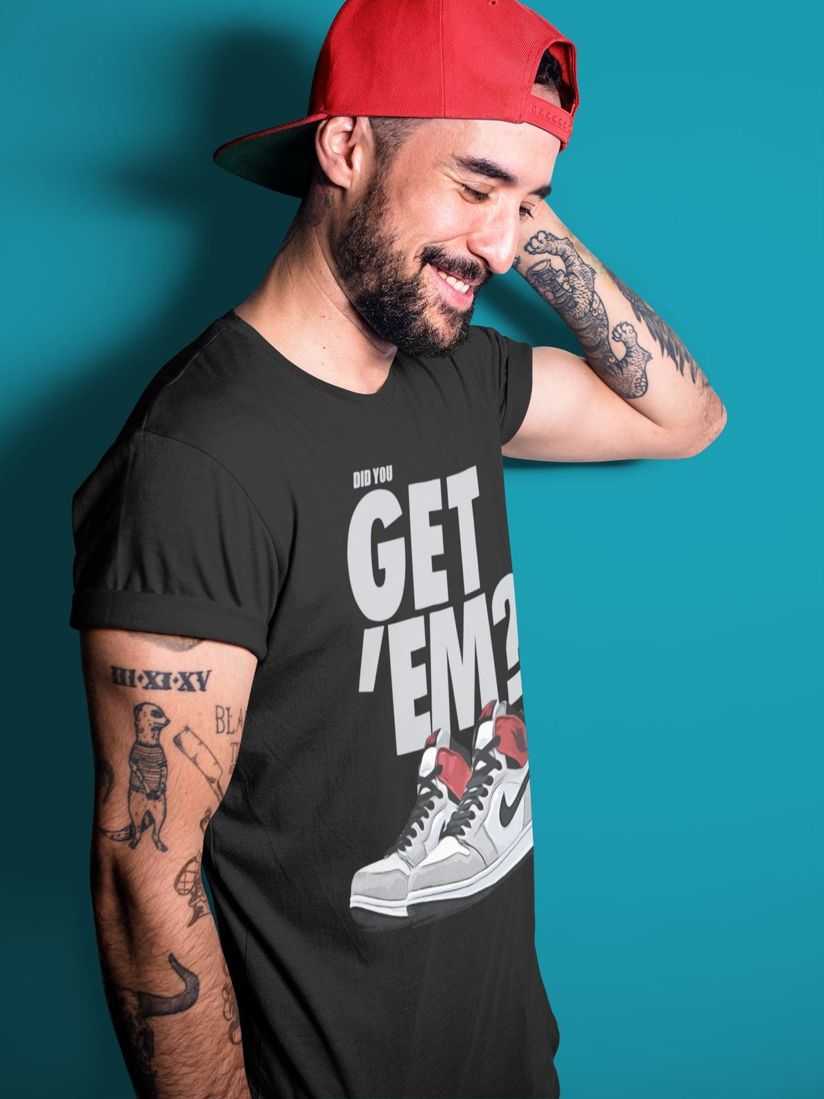 Jordan 1 Smoke Grey Sneaker Matching T-Shirt Did You Get Em SNRT Sneaker Tees Jordan 1 Smoke Grey Drip Gear Zone Crew Neck Tees