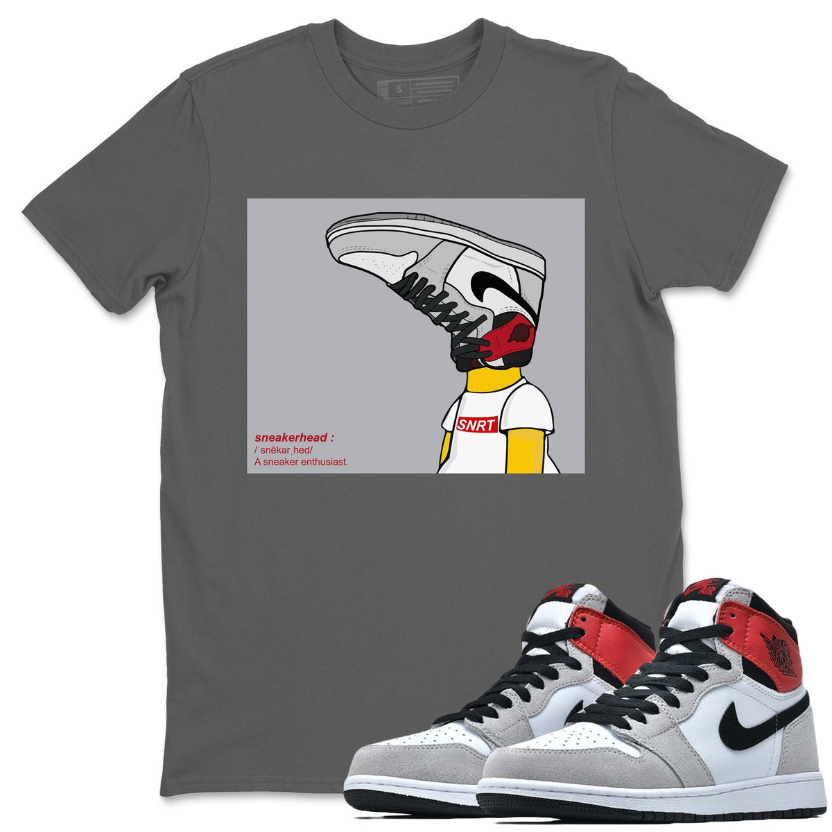 Jordan 1 Smoke Grey Sneaker Matching T-Shirt Sneakerhead Sneaker Tees Jordan 1 Smoke Grey Sneaker Release Tees Crew Neck Tees
