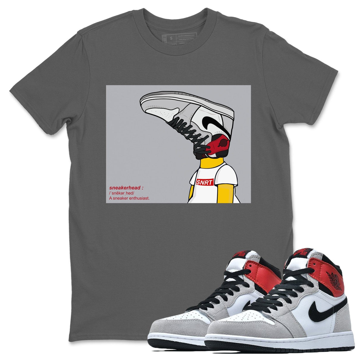 Jordan 1 Smoke Grey Sneaker Matching T-Shirt Sneakerhead Sneaker Tees Jordan 1 Smoke Grey Sneaker Release Tees Crew Neck Tees