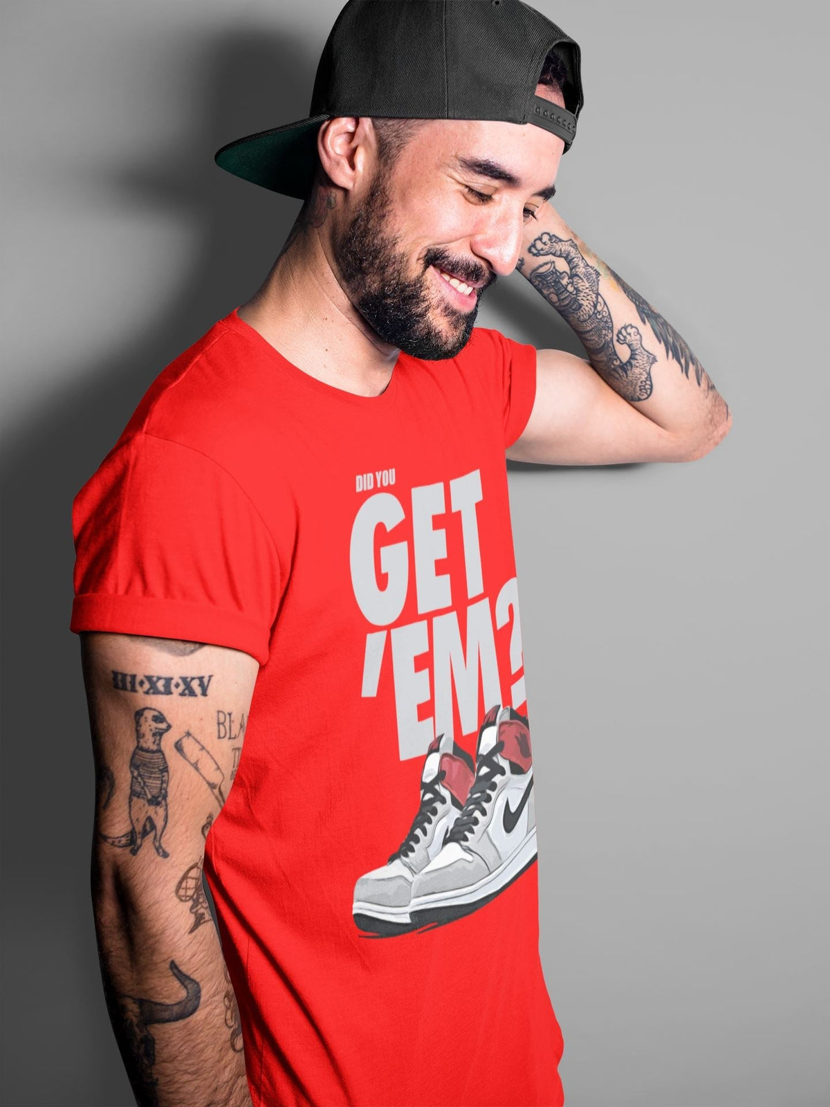 Jordan 1 Smoke Grey Sneaker Matching T-Shirt Did You Get Em SNRT Sneaker Tees Jordan 1 Smoke Grey Drip Gear Zone Crew Neck Tees