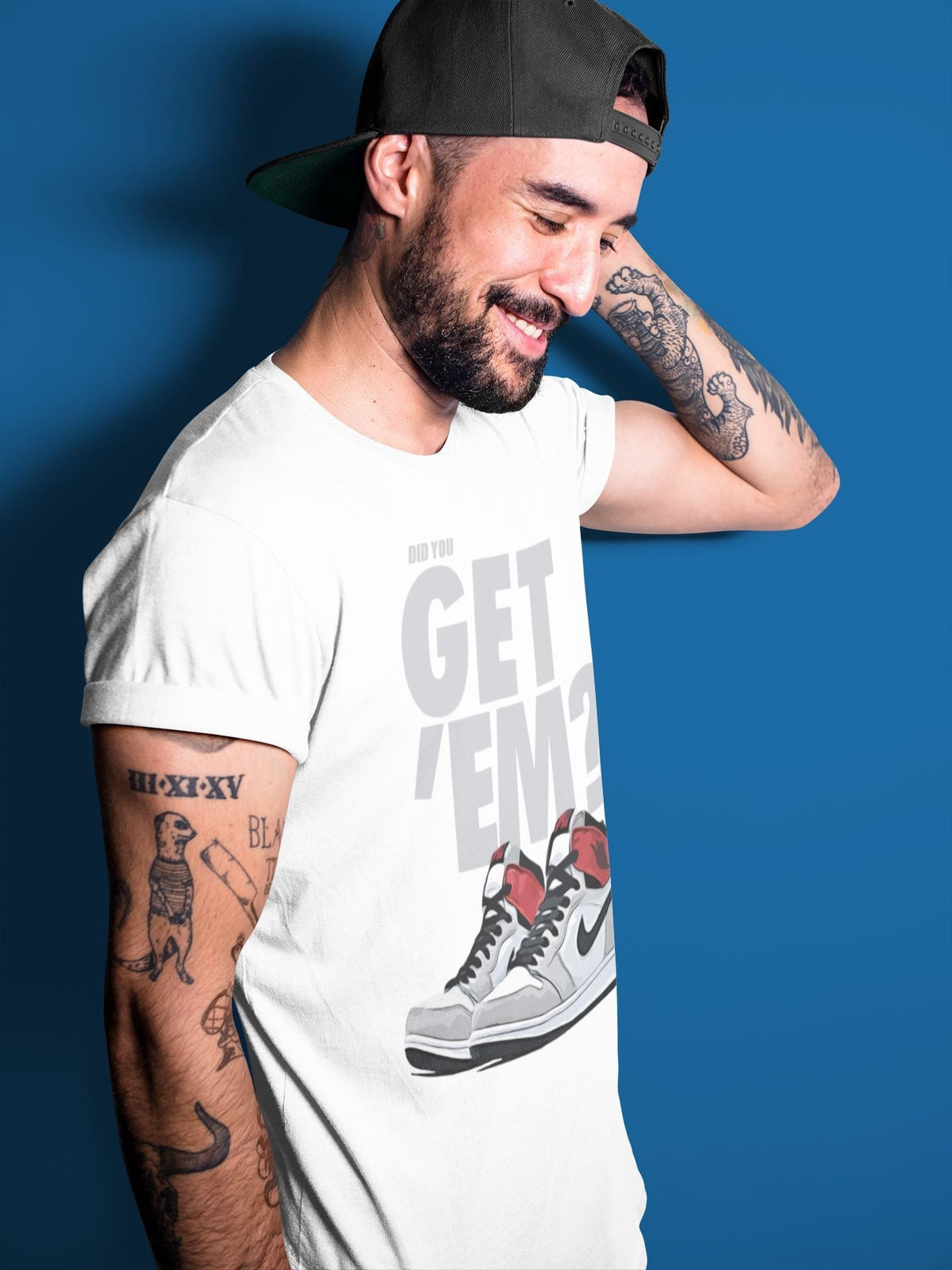 Jordan 1 Smoke Grey Sneaker Matching T-Shirt Did You Get Em SNRT Sneaker Tees Jordan 1 Smoke Grey Drip Gear Zone Crew Neck Tees