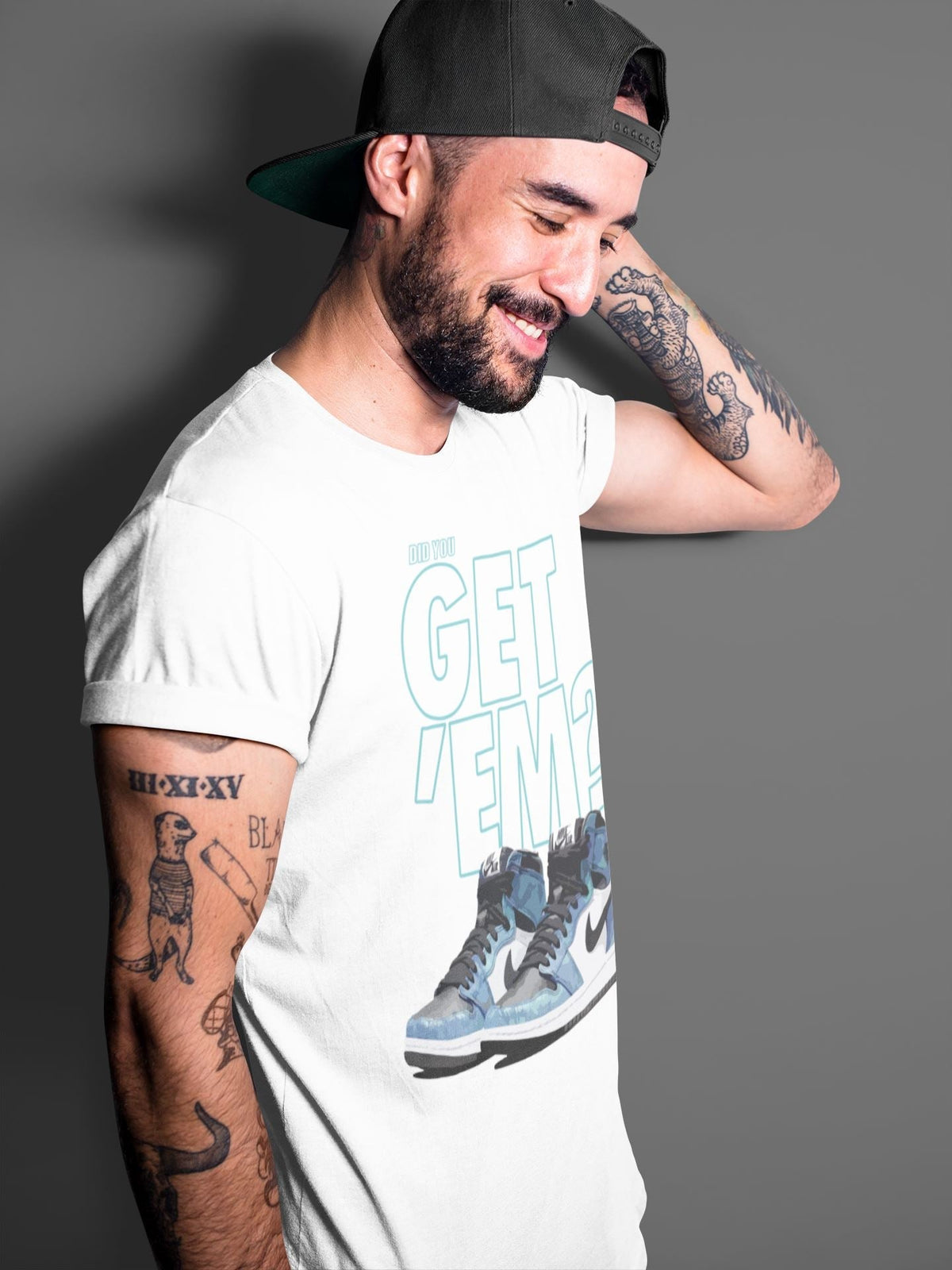 Jordan 1 Tie-Dye Sneaker Matching T-Shirt Did You Get Em SNRT Sneaker Tees Jordan 1 Tie-Dye Drip Gear Zone Crew Neck Tees