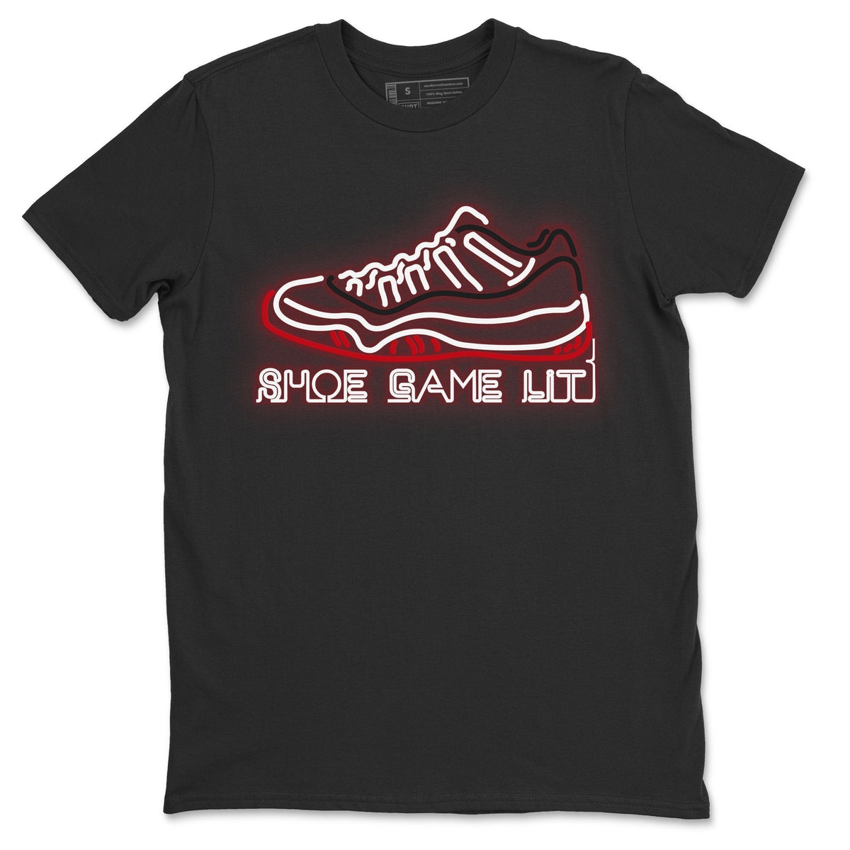 Jordan 11 Concord Bred Sneaker Matching T-Shirt  Shoe Game lit Sneaker Tees Jordan 11 Concord Bred Sneaker Release Tees Crew Neck Tees