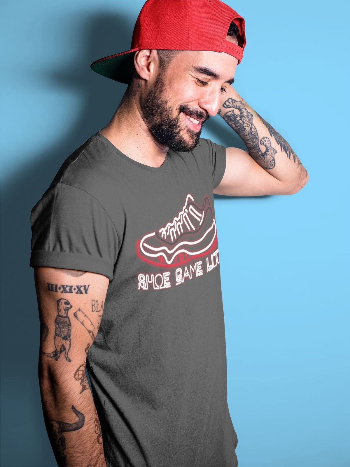 Jordan 11 Concord Bred Sneaker Matching T-Shirt  Shoe Game lit Sneaker Tees Jordan 11 Concord Bred Sneaker Release Tees Crew Neck Tees