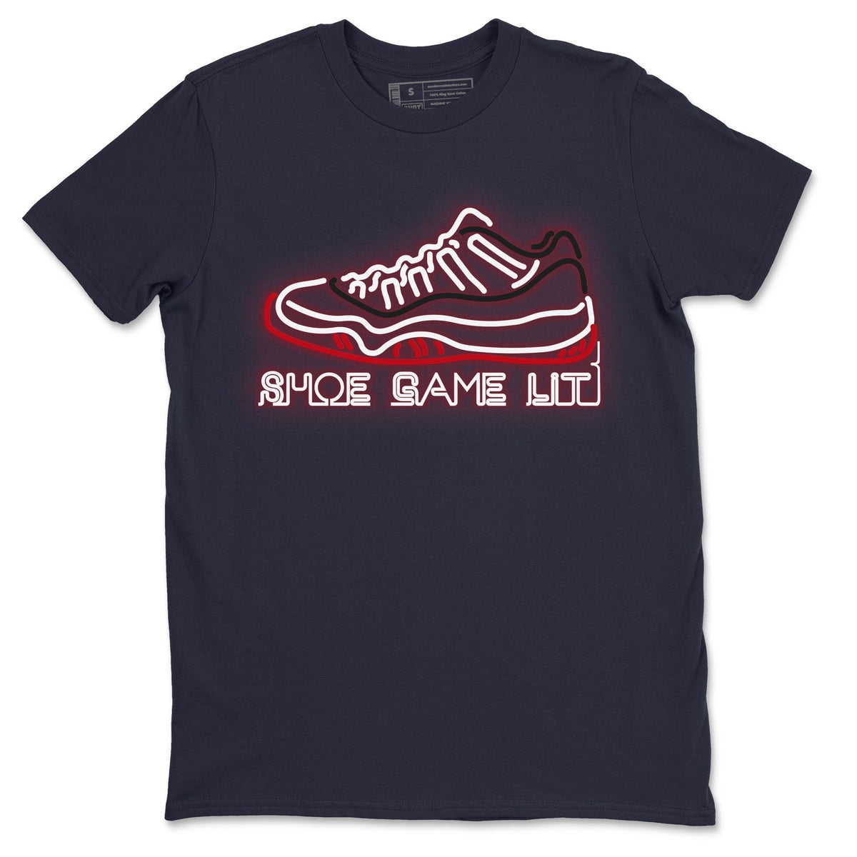 Jordan 11 Concord Bred Sneaker Matching T-Shirt  Shoe Game lit Sneaker Tees Jordan 11 Concord Bred Sneaker Release Tees Crew Neck Tees