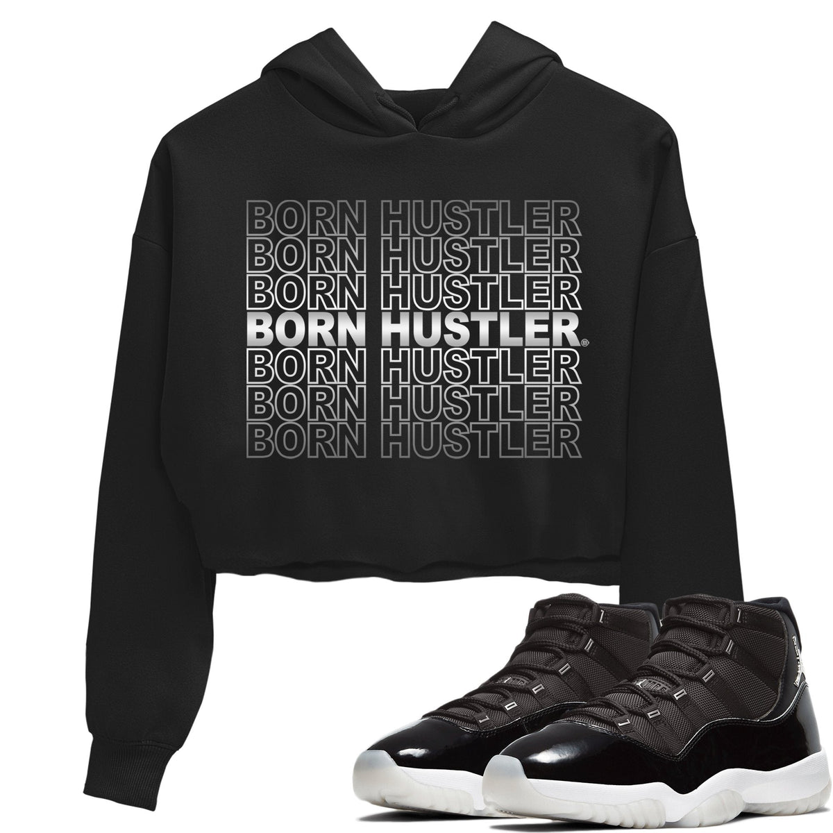 Jordan 11 Jubilee Sneaker Matching T-Shirt Born Hustler Sneaker Tees Jordan 11 Jubilee Sneaker Release Tees Women's Shirts