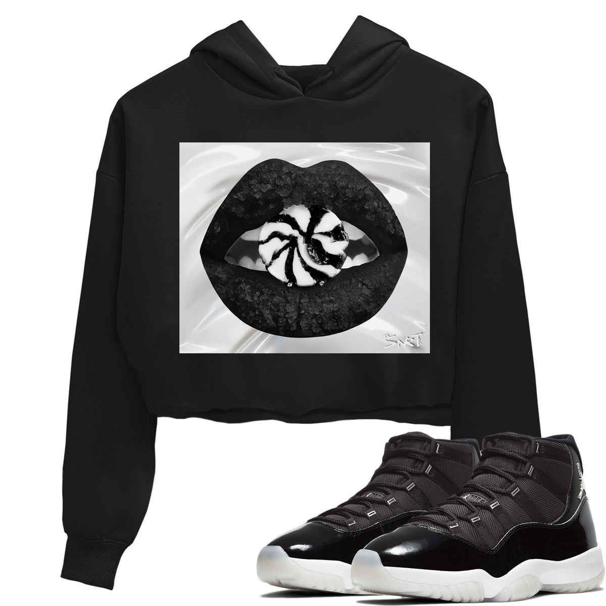 Jordan 11 Jubilee Sneaker Matching T-Shirt Lips Candy Sneaker Tees Jordan 11 Jubilee Sneaker Release Tees Women's Shirts