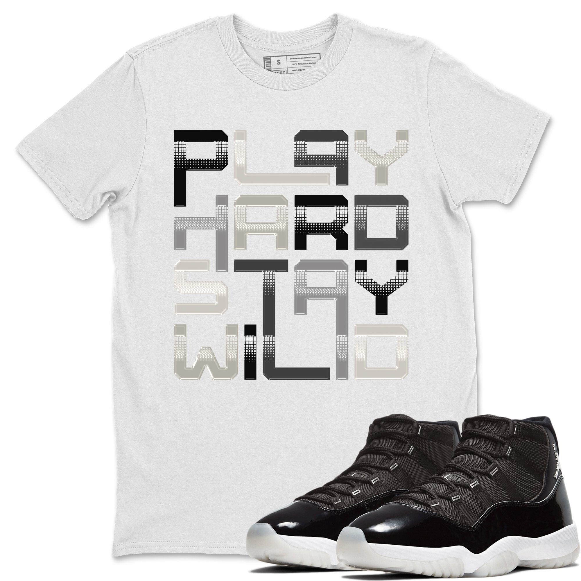 Jordan 11 Jubilee Shirt To Match Jordans Play Hard Stay Wild Sneaker Tees Jordan 11 Jubilee Drip Gear Zone Sneaker Matching Clothing Unisex Shirts