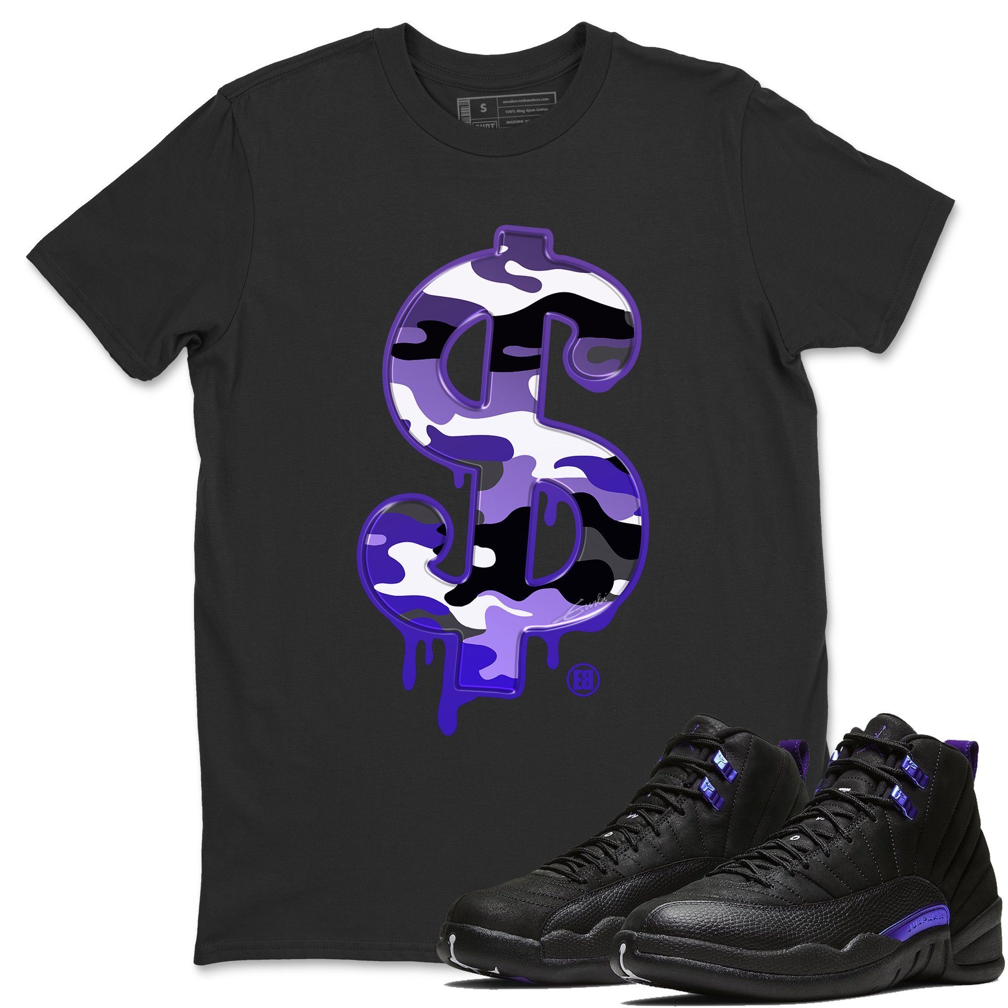 Jordan 12 Dark Concord Shirt To Match Jordans Dollar Camo Sneaker Tees Jordan 12 Dark Concord Drip Gear Zone Sneaker Matching Clothing Unisex Shirts