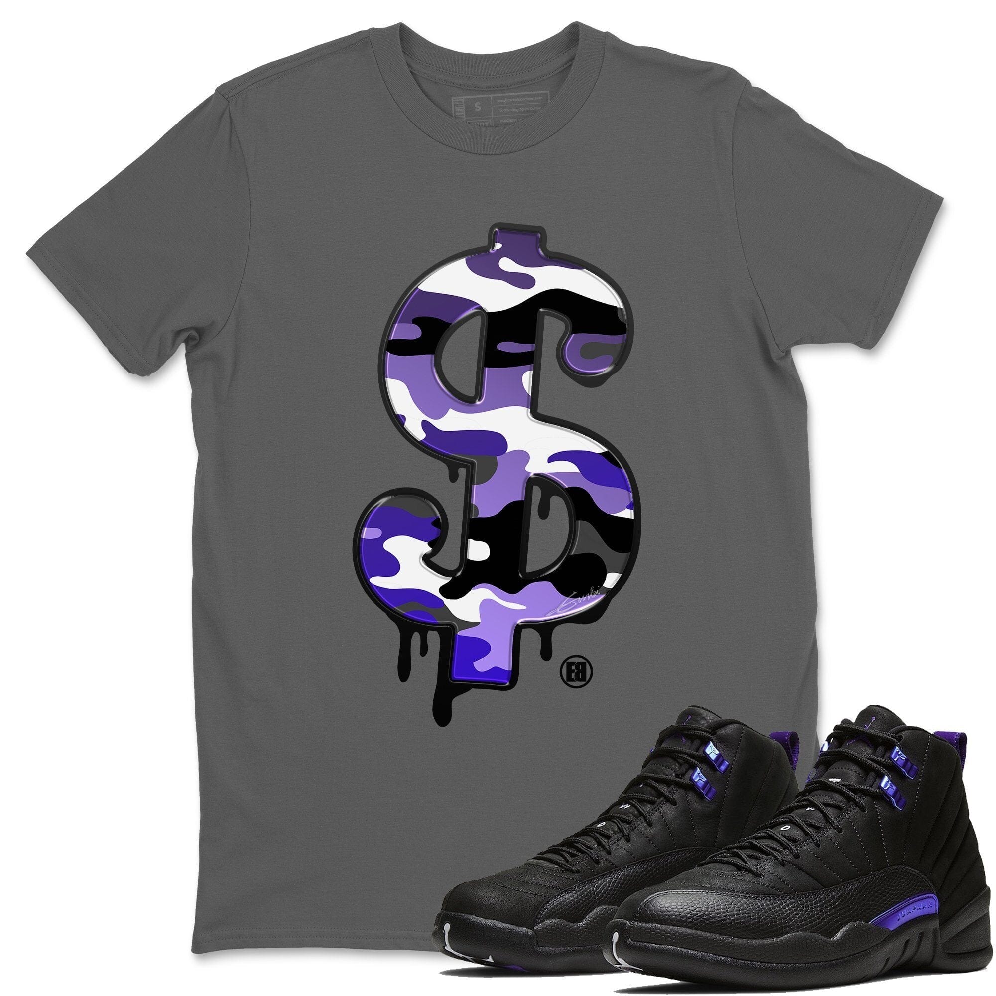 Jordan 12 Dark Concord Shirt To Match Jordans Dollar Camo Sneaker Tees Jordan 12 Dark Concord Drip Gear Zone Sneaker Matching Clothing Unisex Shirts