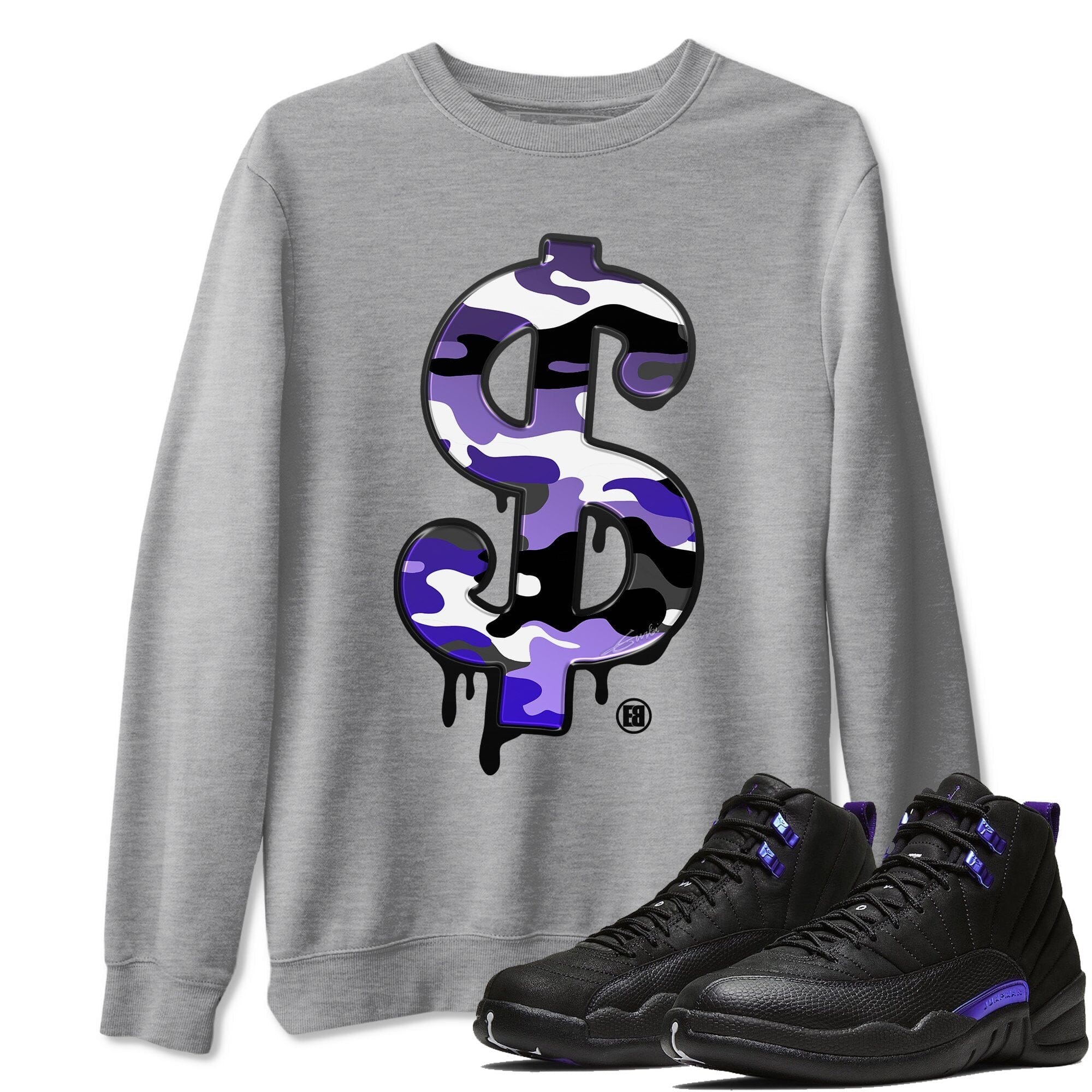 Jordan 12 Dark Concord Shirt To Match Jordans Dollar Camo Sneaker Tees Jordan 12 Dark Concord Drip Gear Zone Sneaker Matching Clothing Unisex Shirts