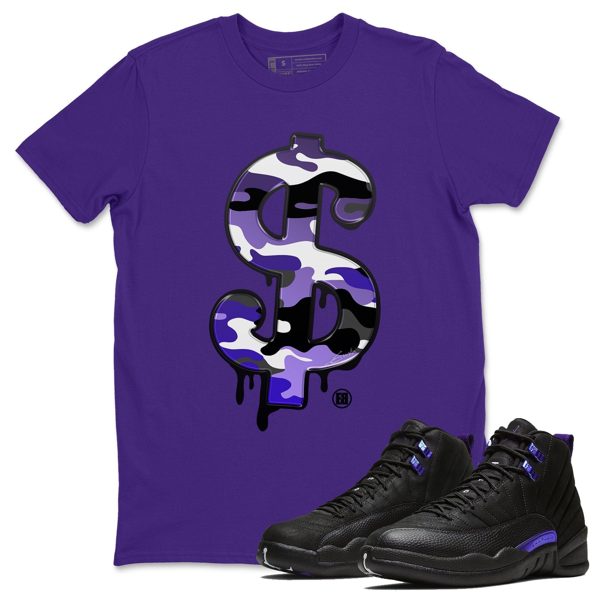 Jordan 12 Dark Concord Shirt To Match Jordans Dollar Camo Sneaker Tees Jordan 12 Dark Concord Drip Gear Zone Sneaker Matching Clothing Unisex Shirts