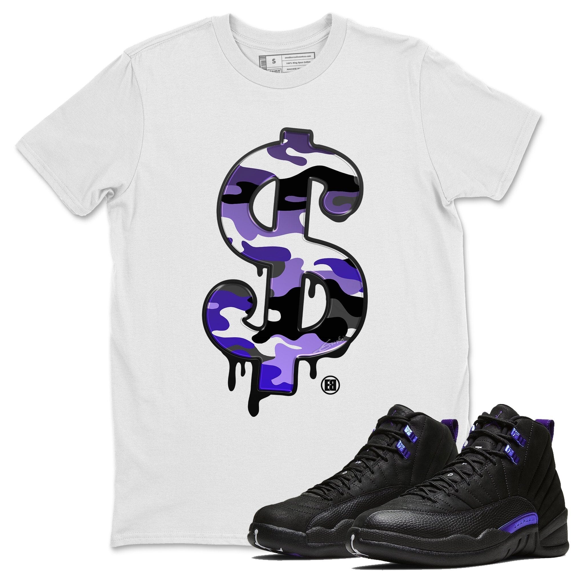 Jordan 12 Dark Concord Shirt To Match Jordans Dollar Camo Sneaker Tees Jordan 12 Dark Concord Drip Gear Zone Sneaker Matching Clothing Unisex Shirts