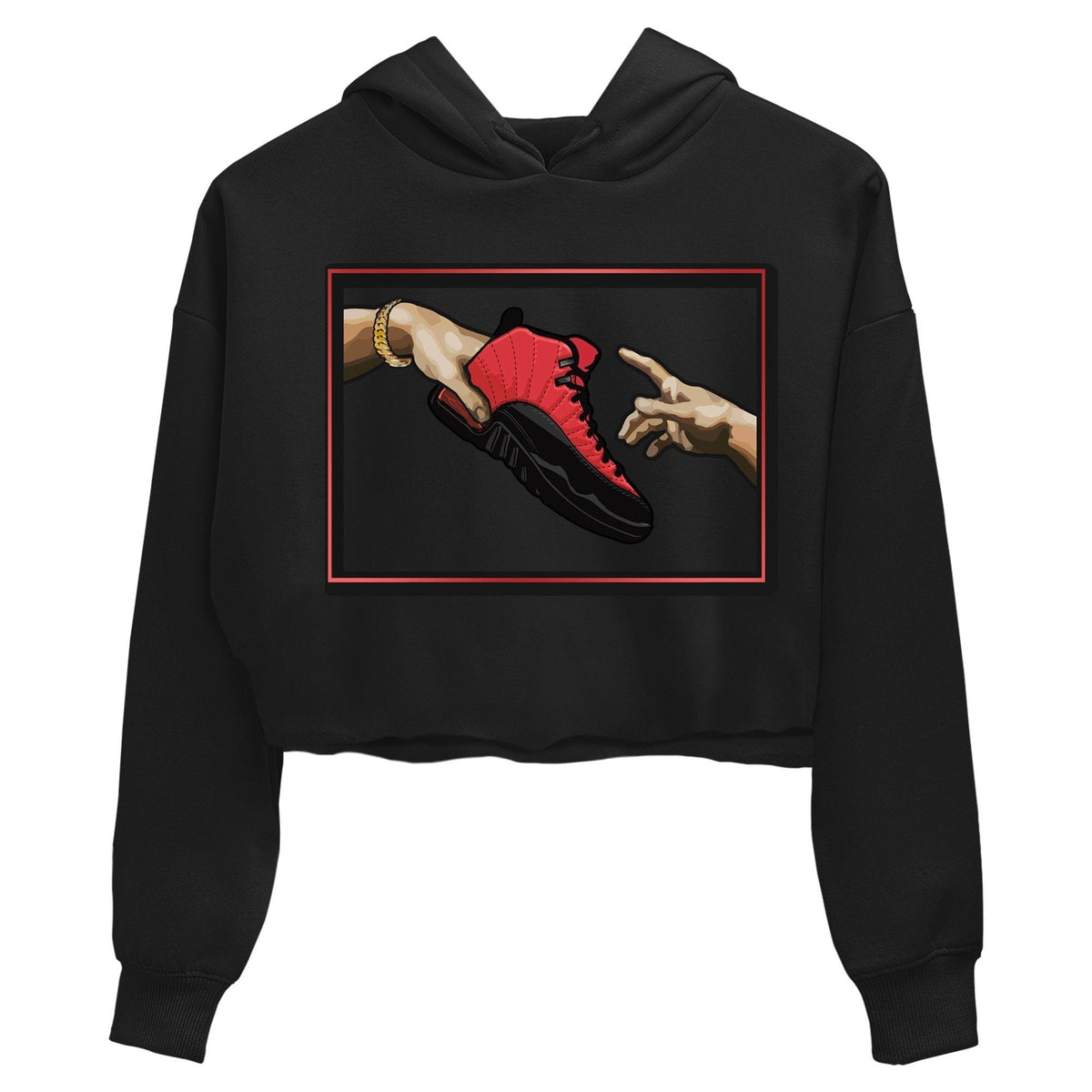 Jordan 12 Reverse Flu Game Sneaker Matching T-Shirt Adam's Creation Sneaker Tees Jordan 12 Reverse Flu Game Sneaker Release Tees Women's Shirts