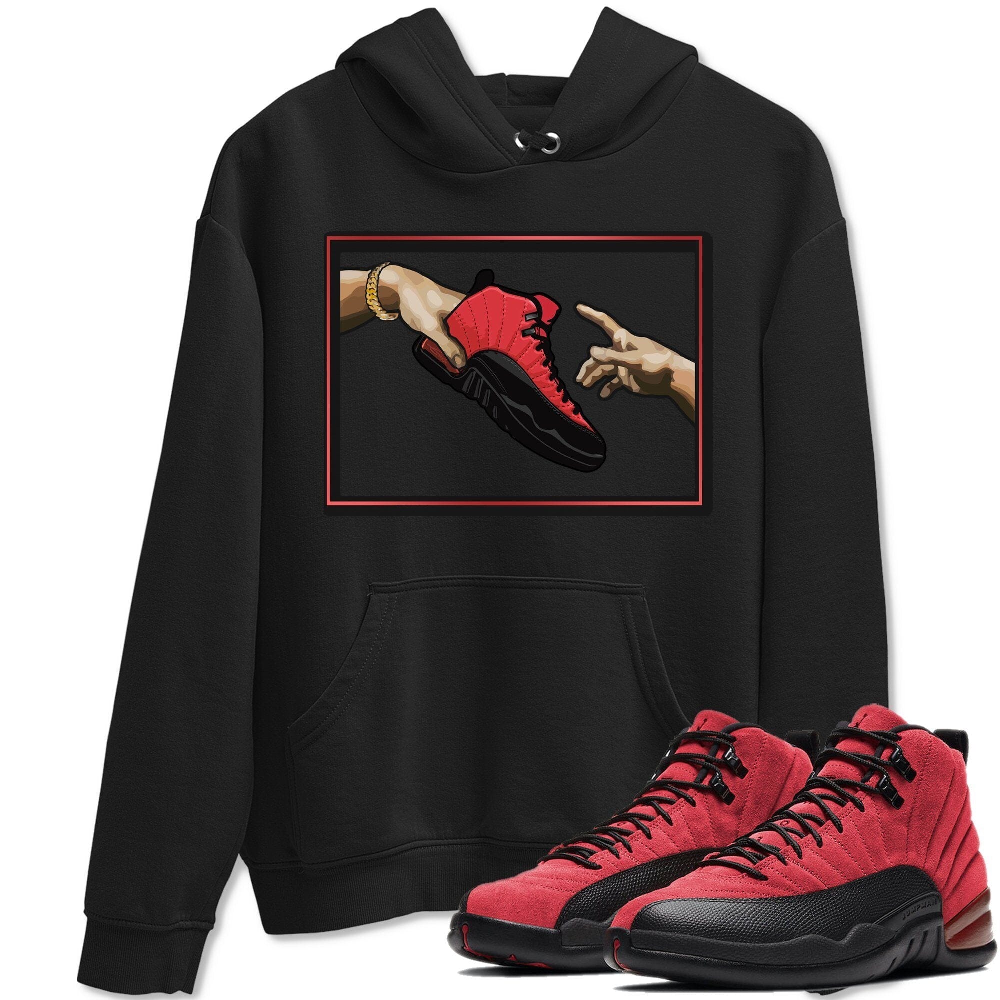 Jordan 12 Reverse Flu Game Shirt To Match Jordans Adam's Creation Sneaker Tees Jordan 12 Reverse Flu Game Drip Gear Zone Sneaker Matching Clothing Unisex Shirts