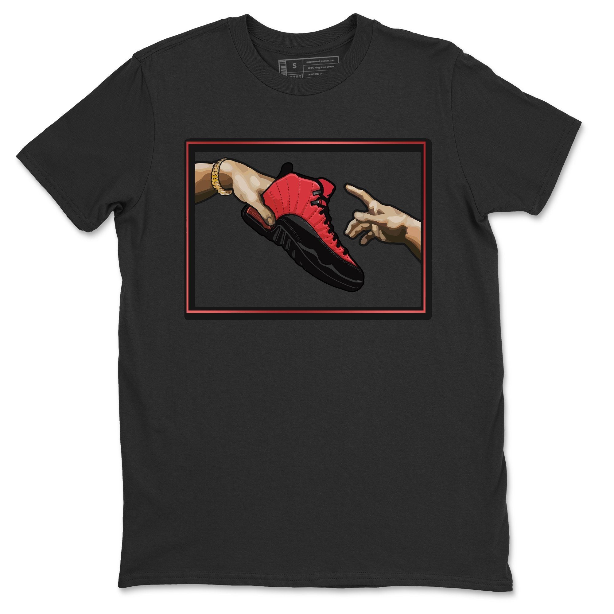 Jordan 12 Reverse Flu Game Shirt To Match Jordans Adam's Creation Sneaker Tees Jordan 12 Reverse Flu Game Drip Gear Zone Sneaker Matching Clothing Unisex Shirts