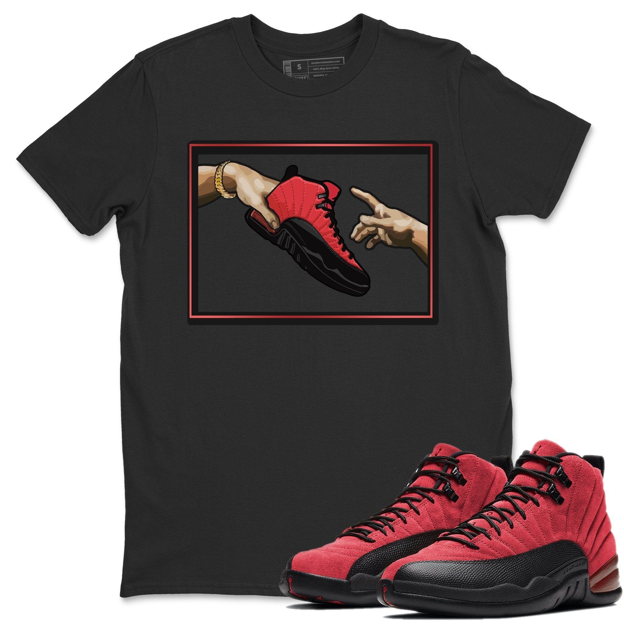 Jordan 12 Reverse Flu Game Shirt To Match Jordans Adam's Creation Sneaker Tees Jordan 12 Reverse Flu Game Drip Gear Zone Sneaker Matching Clothing Unisex Shirts