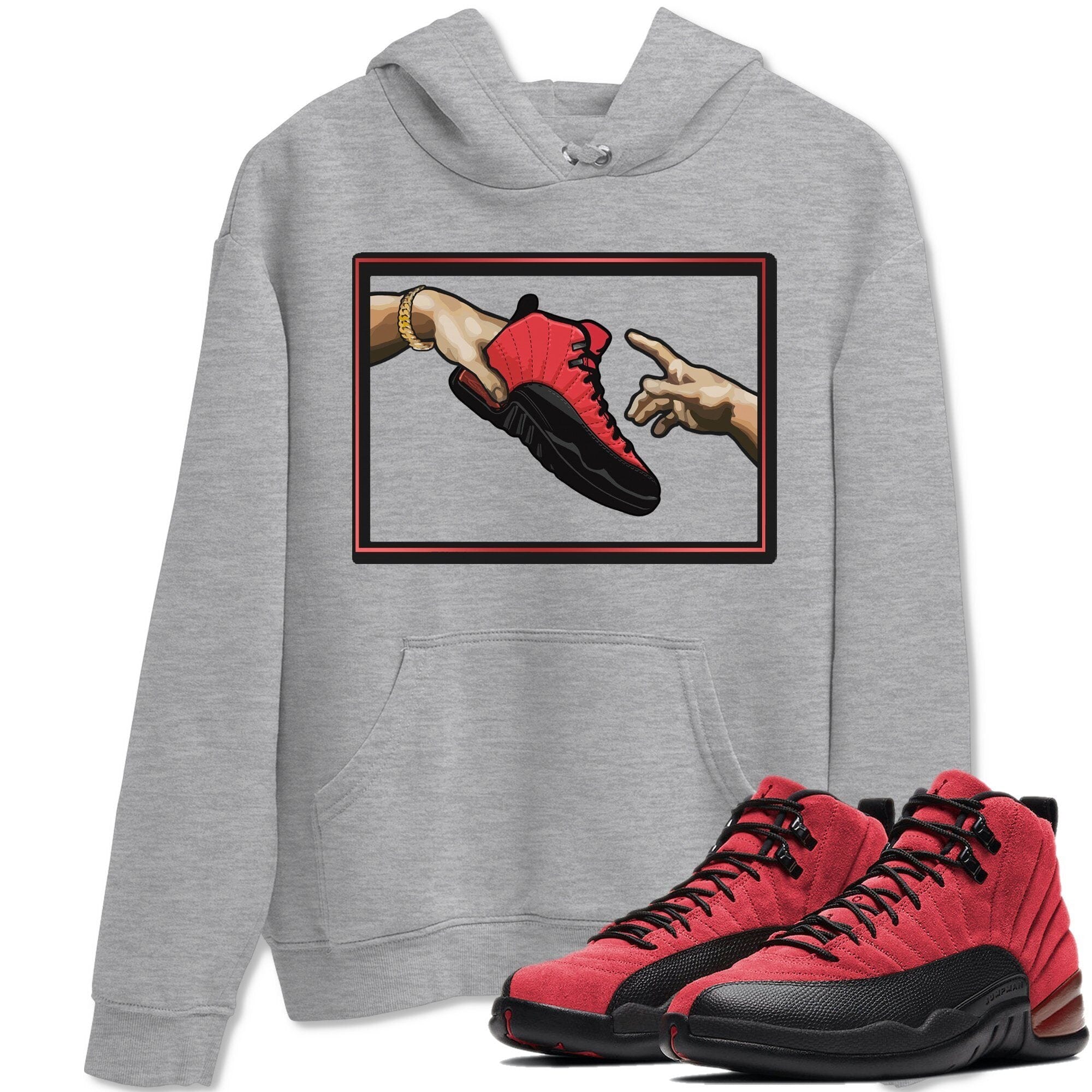 Jordan 12 Reverse Flu Game Shirt To Match Jordans Adam's Creation Sneaker Tees Jordan 12 Reverse Flu Game Drip Gear Zone Sneaker Matching Clothing Unisex Shirts