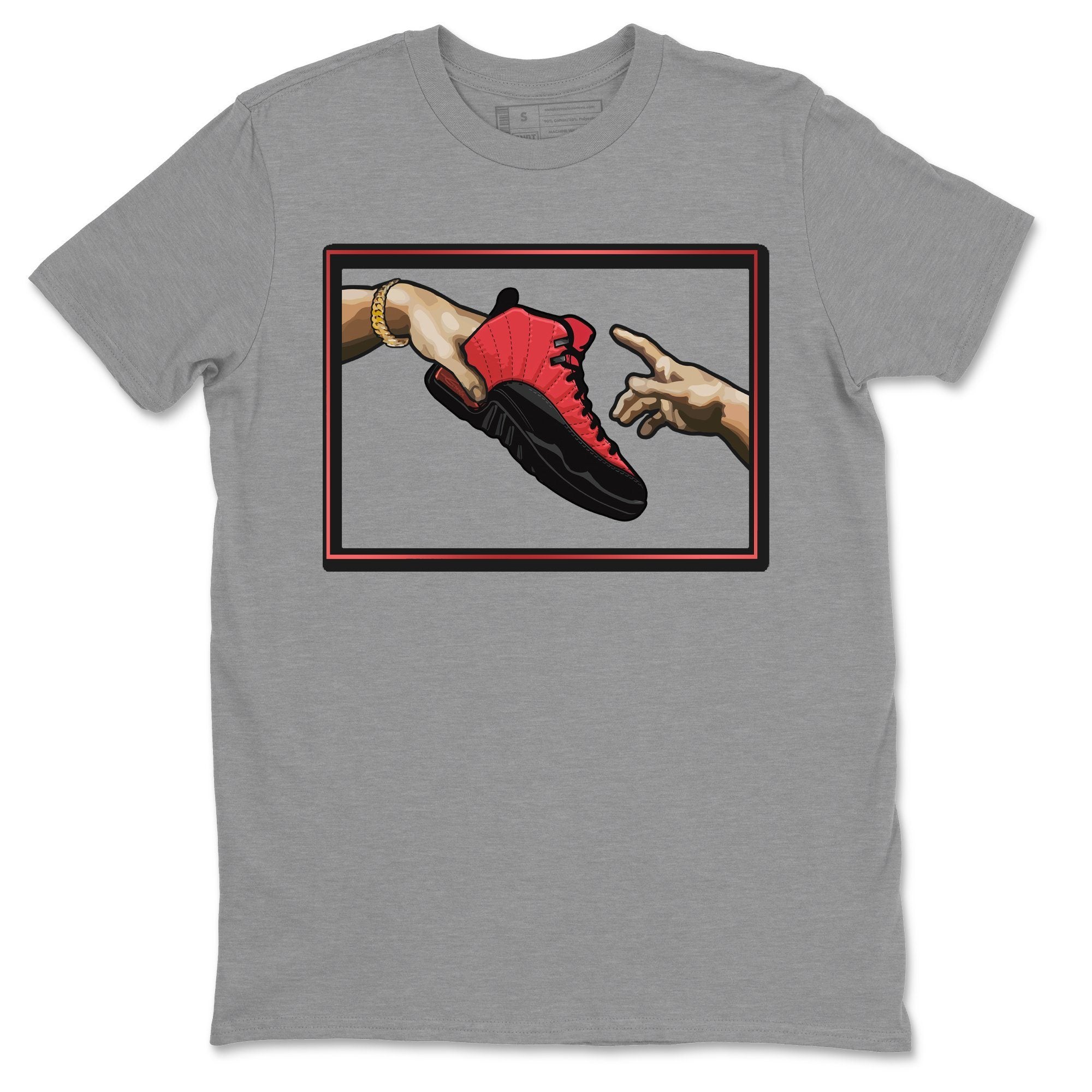 Jordan 12 Reverse Flu Game Shirt To Match Jordans Adam's Creation Sneaker Tees Jordan 12 Reverse Flu Game Drip Gear Zone Sneaker Matching Clothing Unisex Shirts