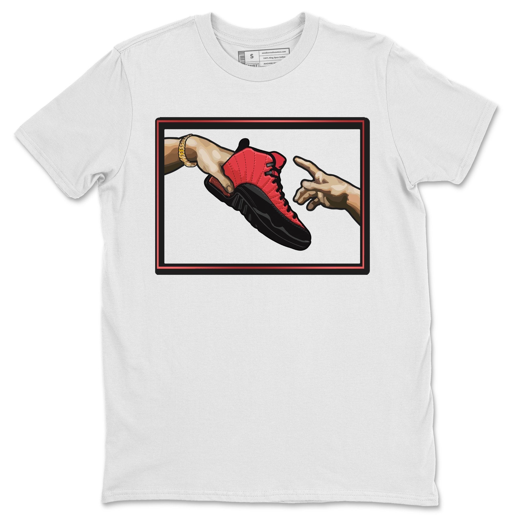 Jordan 12 Reverse Flu Game Shirt To Match Jordans Adam's Creation Sneaker Tees Jordan 12 Reverse Flu Game Drip Gear Zone Sneaker Matching Clothing Unisex Shirts