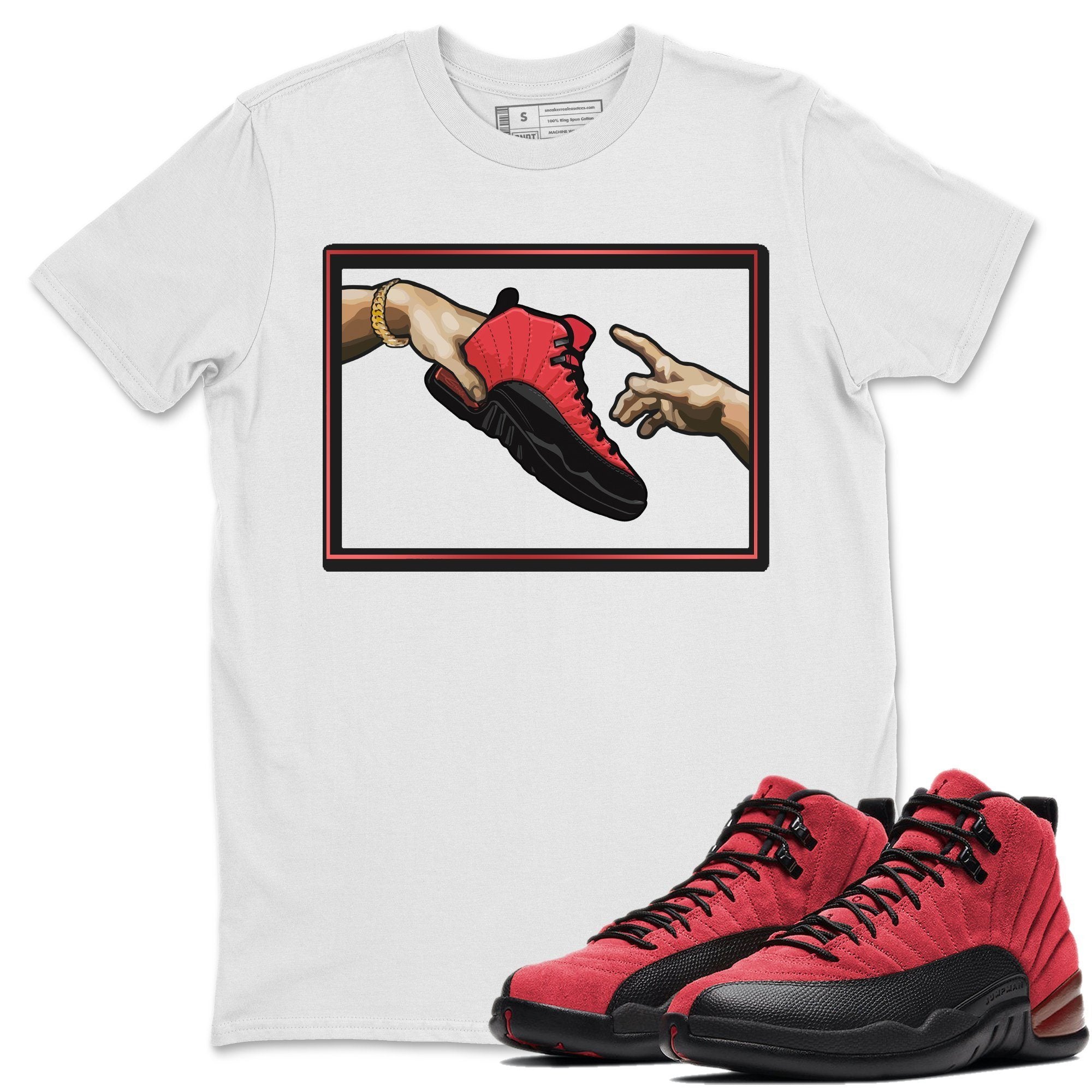 Jordan 12 Reverse Flu Game Shirt To Match Jordans Adam's Creation Sneaker Tees Jordan 12 Reverse Flu Game Drip Gear Zone Sneaker Matching Clothing Unisex Shirts