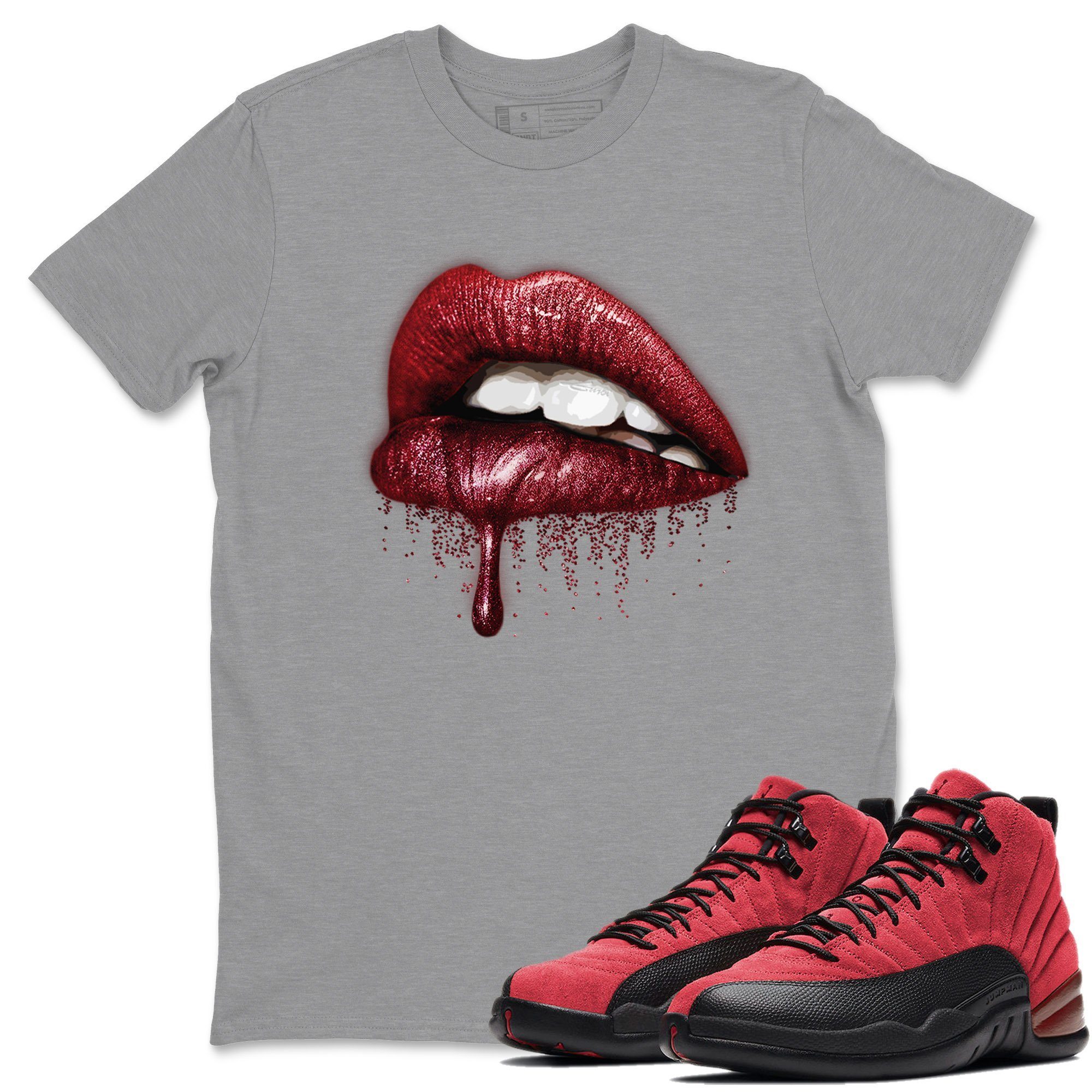 Jordan 12 Reverse Flu Game Shirt To Match Jordans Dripping Lips Sneaker Tees Jordan 12 Reverse Flu Game Drip Gear Zone Sneaker Matching Clothing Unisex Shirts