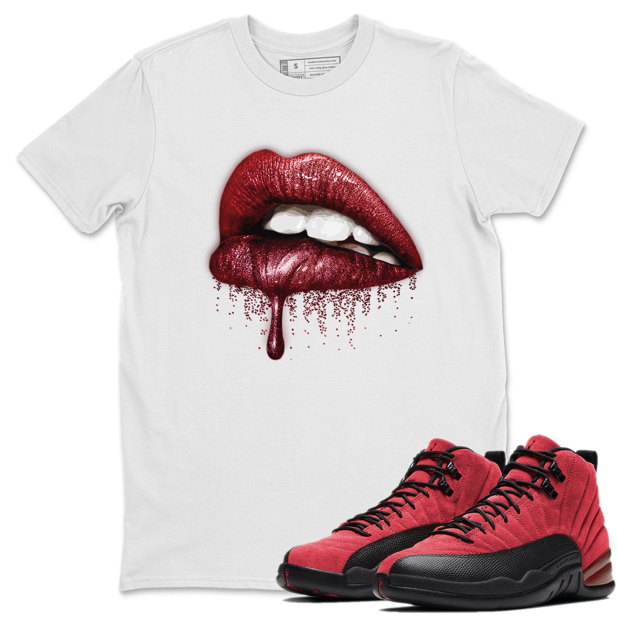 Jordan 12 Reverse Flu Game Shirt To Match Jordans Dripping Lips Sneaker Tees Jordan 12 Reverse Flu Game Drip Gear Zone Sneaker Matching Clothing Unisex Shirts