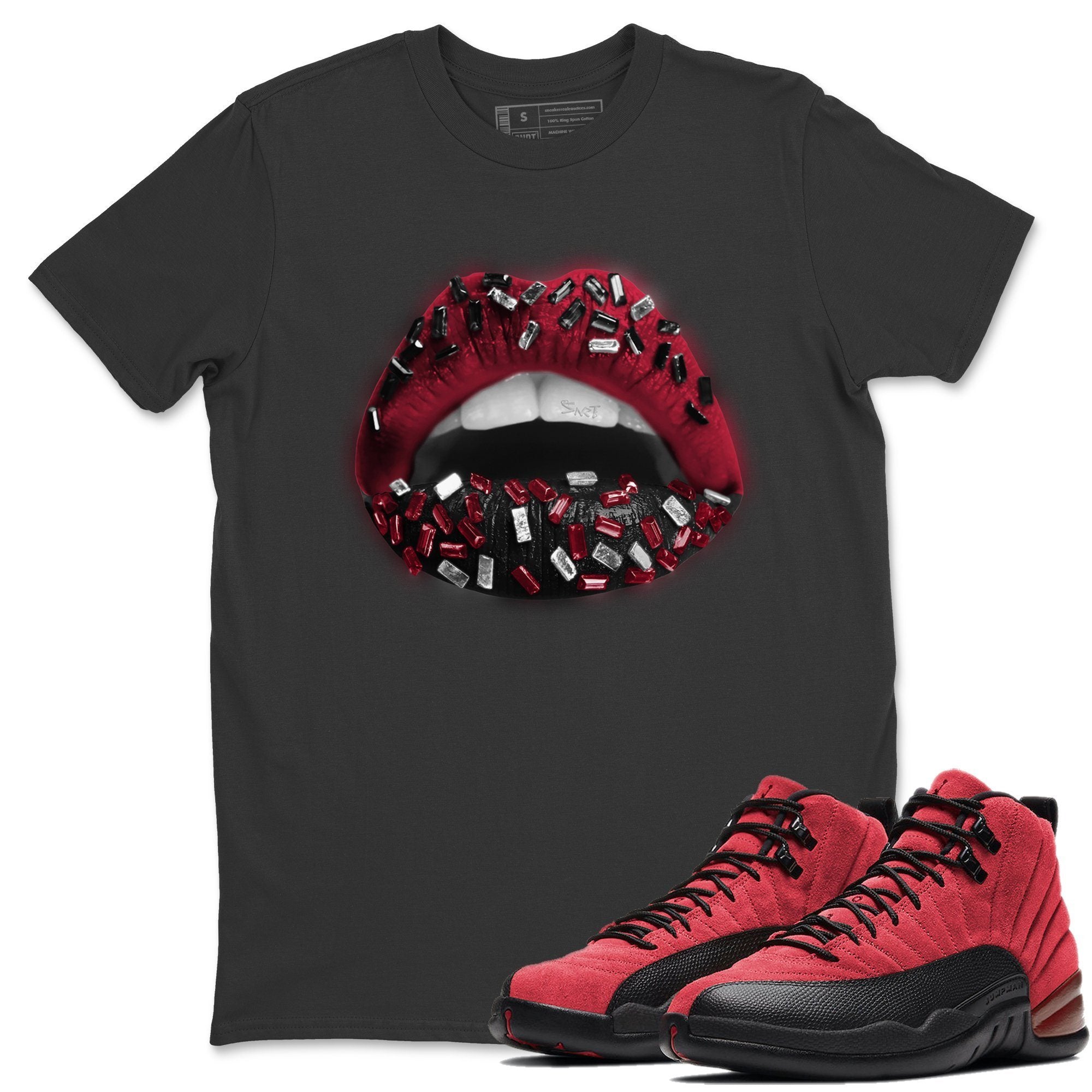 Jordan 12 Reverse Flu Game Shirt To Match Jordans Lips Jewel Sneaker Tees Jordan 12 Reverse Flu Game Drip Gear Zone Sneaker Matching Clothing Unisex Shirts