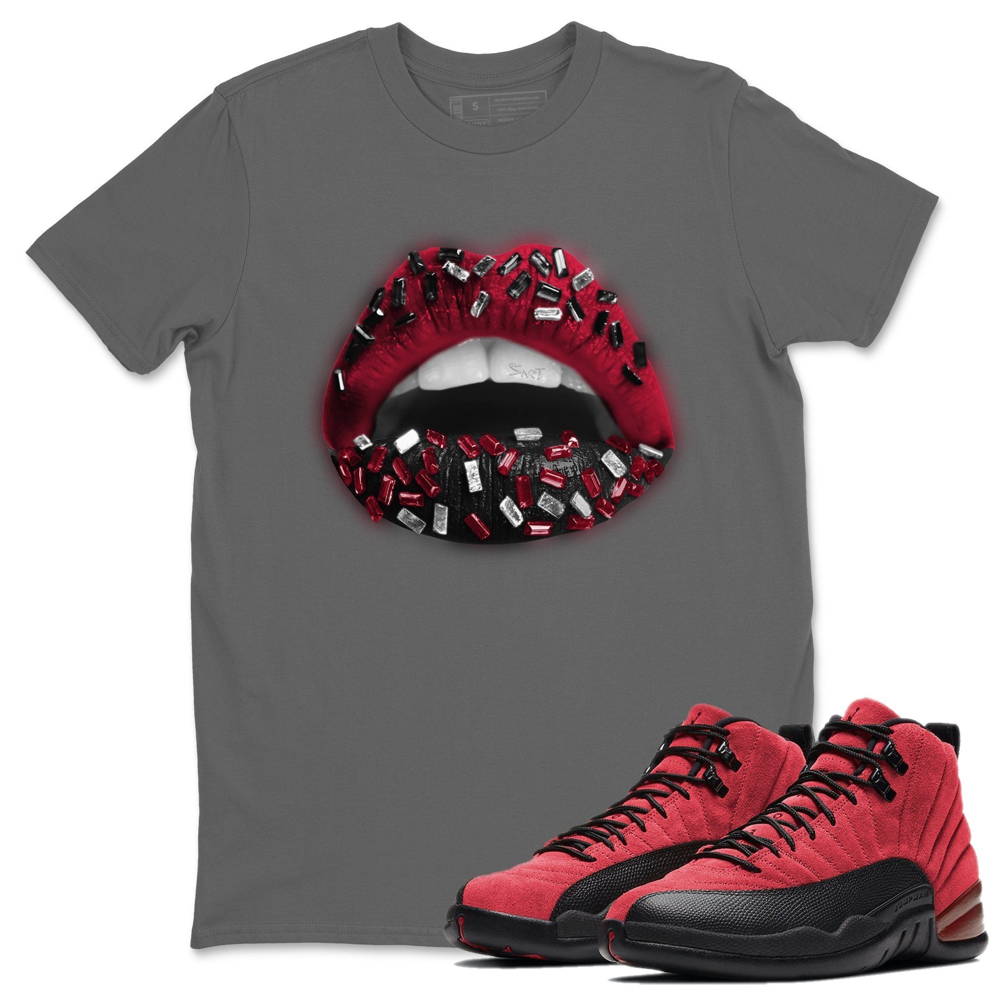 Jordan 12 Reverse Flu Game Shirt To Match Jordans Lips Jewel Sneaker Tees Jordan 12 Reverse Flu Game Drip Gear Zone Sneaker Matching Clothing Unisex Shirts