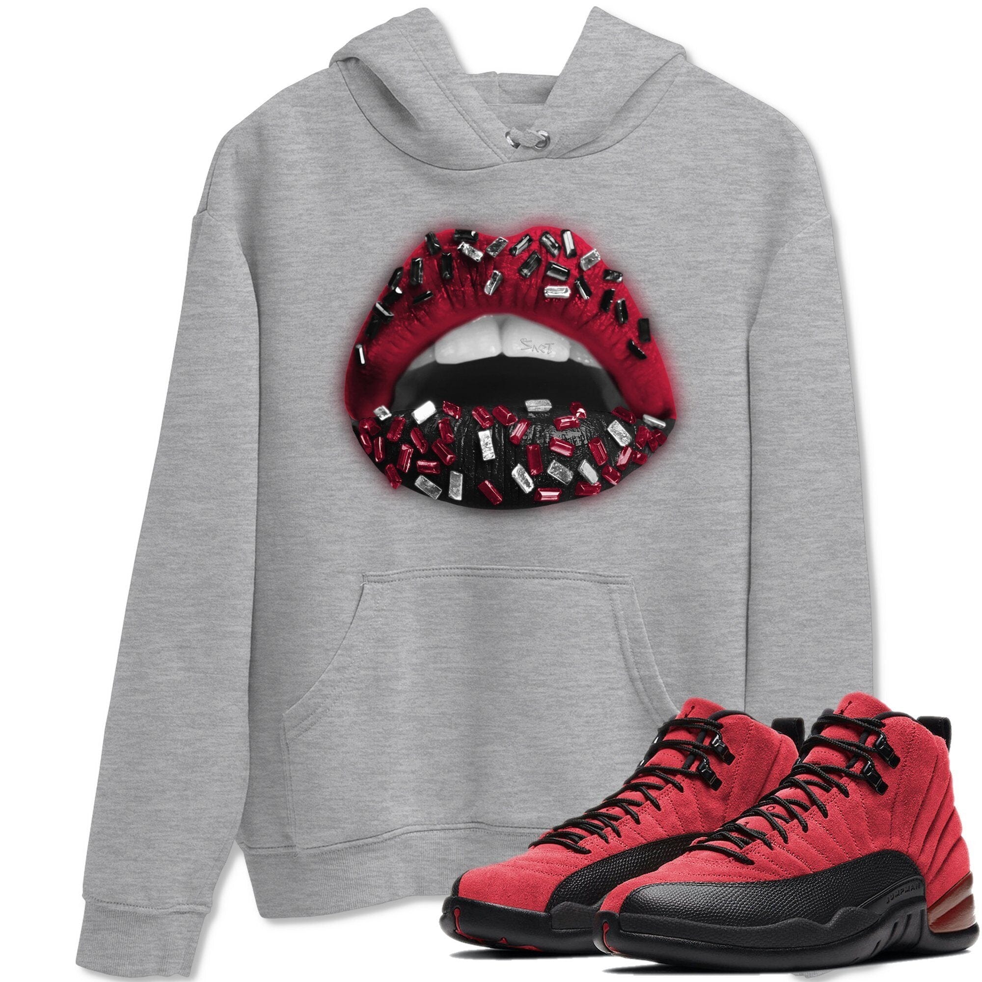 Jordan 12 Reverse Flu Game Shirt To Match Jordans Lips Jewel Sneaker Tees Jordan 12 Reverse Flu Game Drip Gear Zone Sneaker Matching Clothing Unisex Shirts
