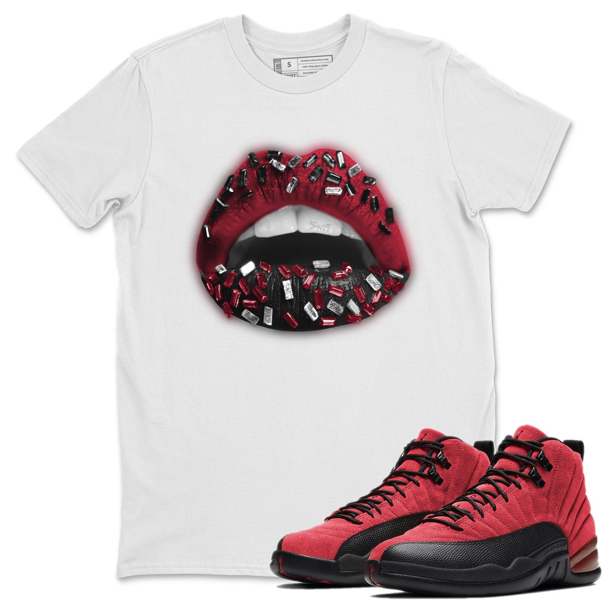 Jordan 12 Reverse Flu Game Shirt To Match Jordans Lips Jewel Sneaker Tees Jordan 12 Reverse Flu Game Drip Gear Zone Sneaker Matching Clothing Unisex Shirts