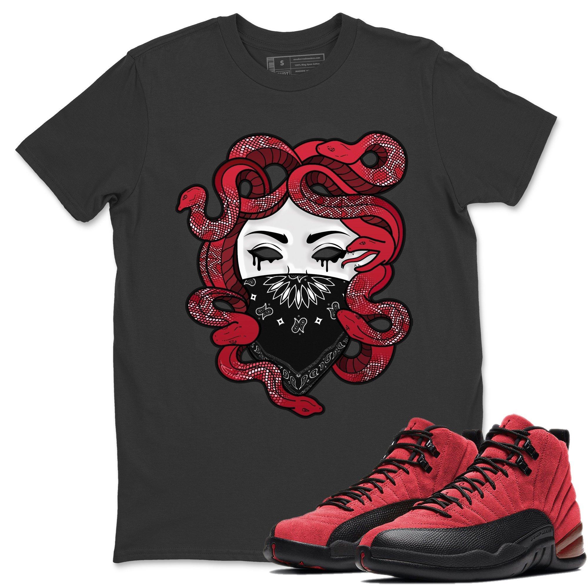 Jordan 12 Reverse Flu Game Shirt To Match Jordans Medusa Sneaker Tees Jordan 12 Reverse Flu Game Drip Gear Zone Sneaker Matching Clothing Unisex Shirts