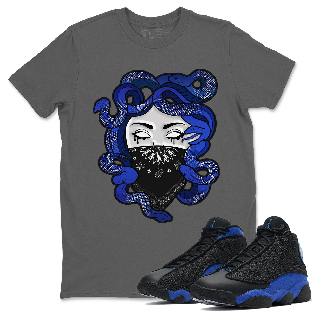 Jordan 13 Hyper Royal Shirt To Match Jordans Medusa Sneaker Tees Jordan 13 Hyper Royal Drip Gear Zone Sneaker Matching Clothing Unisex Shirts