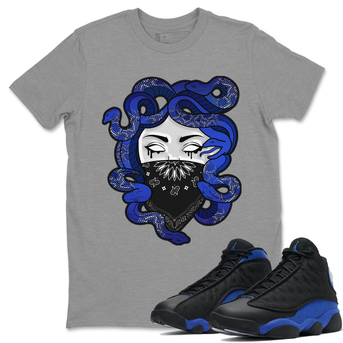 Jordan 13 Hyper Royal Shirt To Match Jordans Medusa Sneaker Tees Jordan 13 Hyper Royal Drip Gear Zone Sneaker Matching Clothing Unisex Shirts
