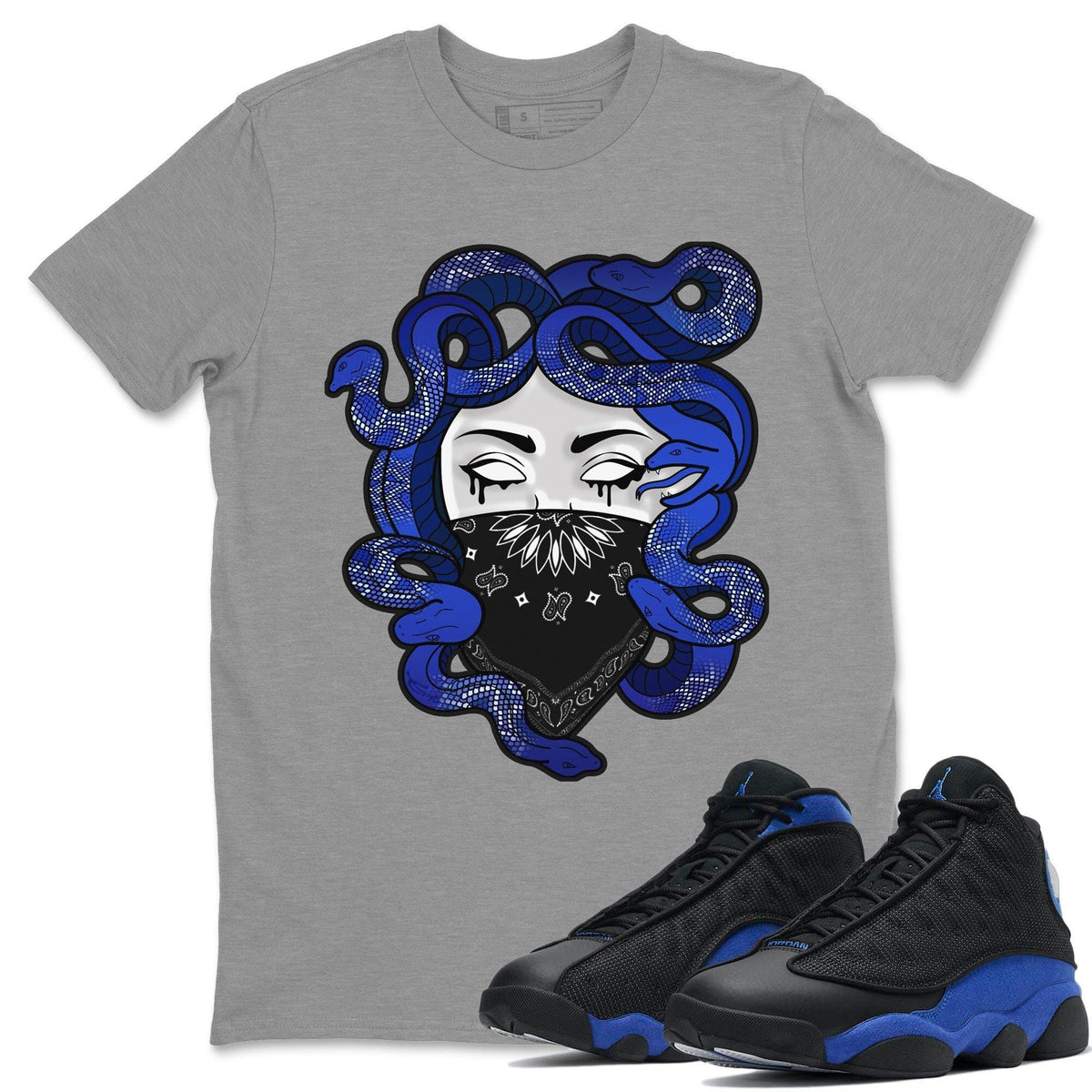 Jordan 13 Hyper Royal Shirt To Match Jordans Medusa Sneaker Tees Jordan 13 Hyper Royal Drip Gear Zone Sneaker Matching Clothing Unisex Shirts