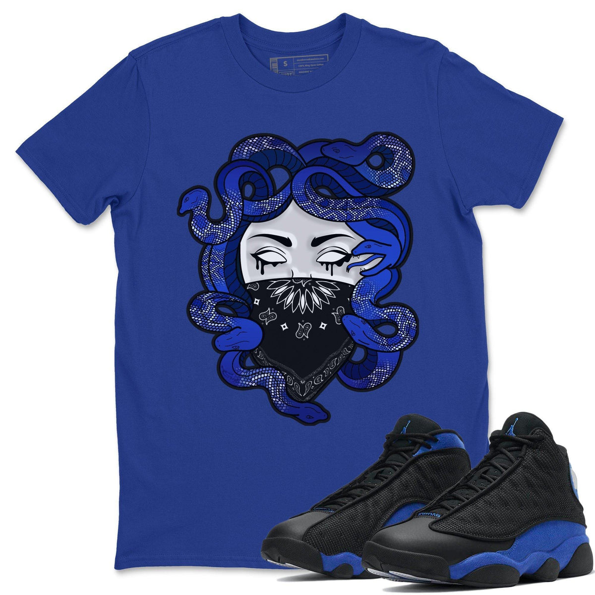 Jordan 13 Hyper Royal Shirt To Match Jordans Medusa Sneaker Tees Jordan 13 Hyper Royal Drip Gear Zone Sneaker Matching Clothing Unisex Shirts