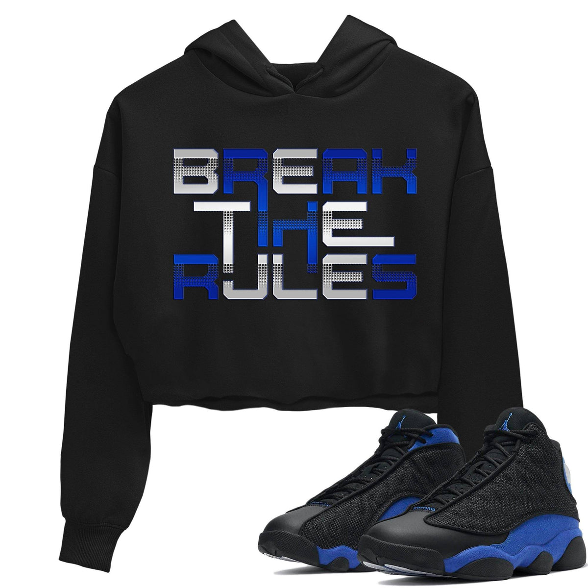 Jordan 13 Hyper Royal Sneaker Matching T-Shirt Break The Rules Sneaker Tees Jordan 13 Hyper Royal Sneaker Release Tees Women's Shirts