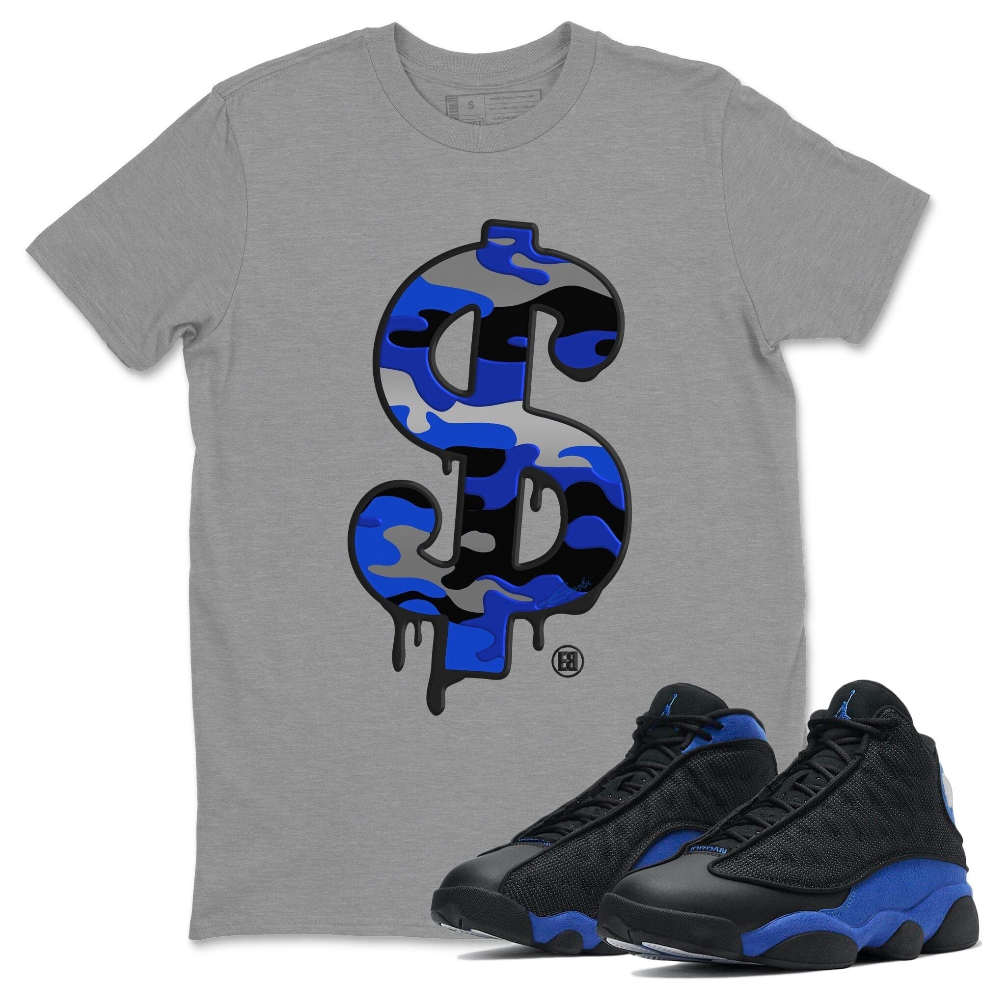 Jordan 13 Hyper Royal Shirt To Match Jordans Dollar Camo Sneaker Tees Jordan 13 Hyper Royal Drip Gear Zone Sneaker Matching Clothing Unisex Shirts