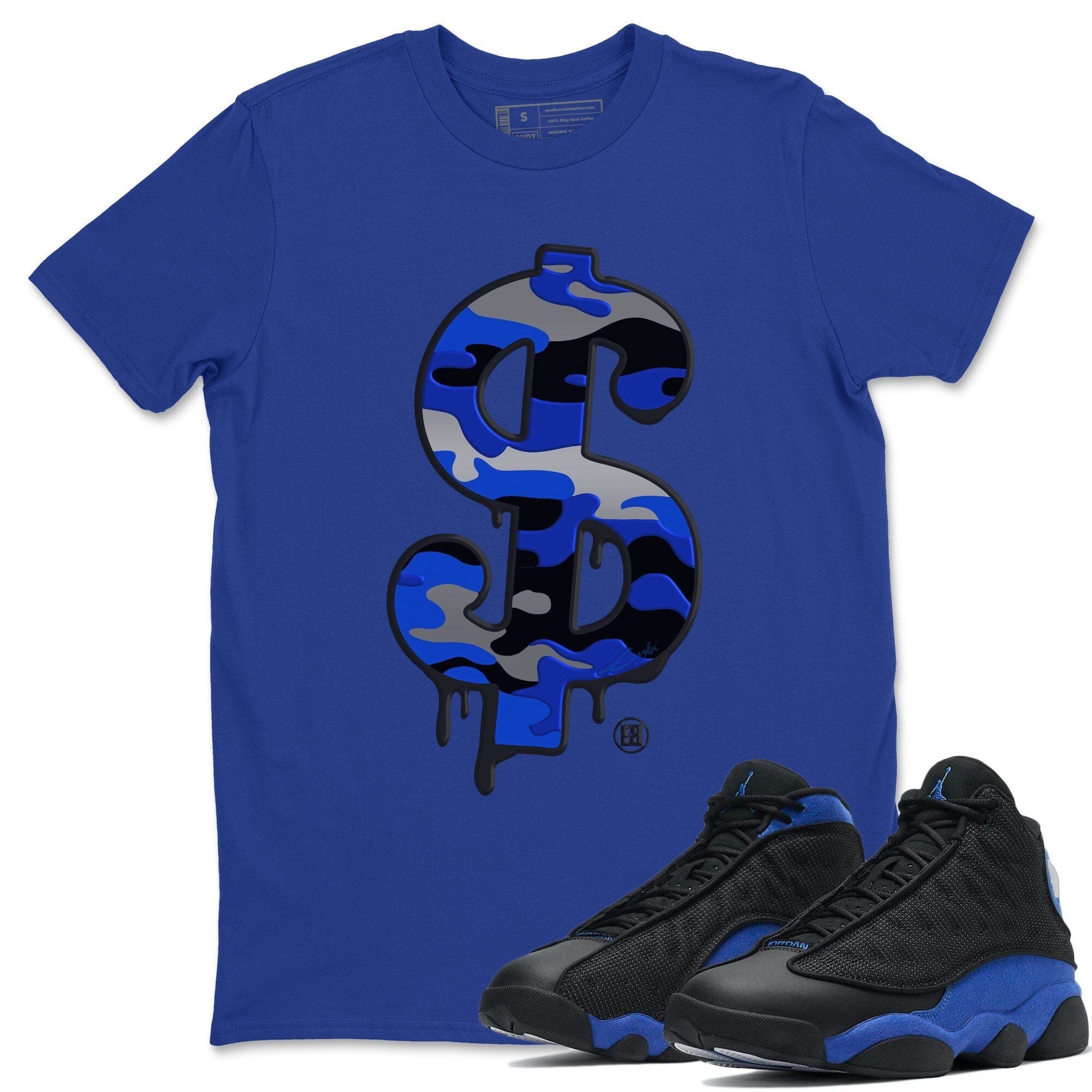 Jordan 13 Hyper Royal Shirt To Match Jordans Dollar Camo Sneaker Tees Jordan 13 Hyper Royal Drip Gear Zone Sneaker Matching Clothing Unisex Shirts