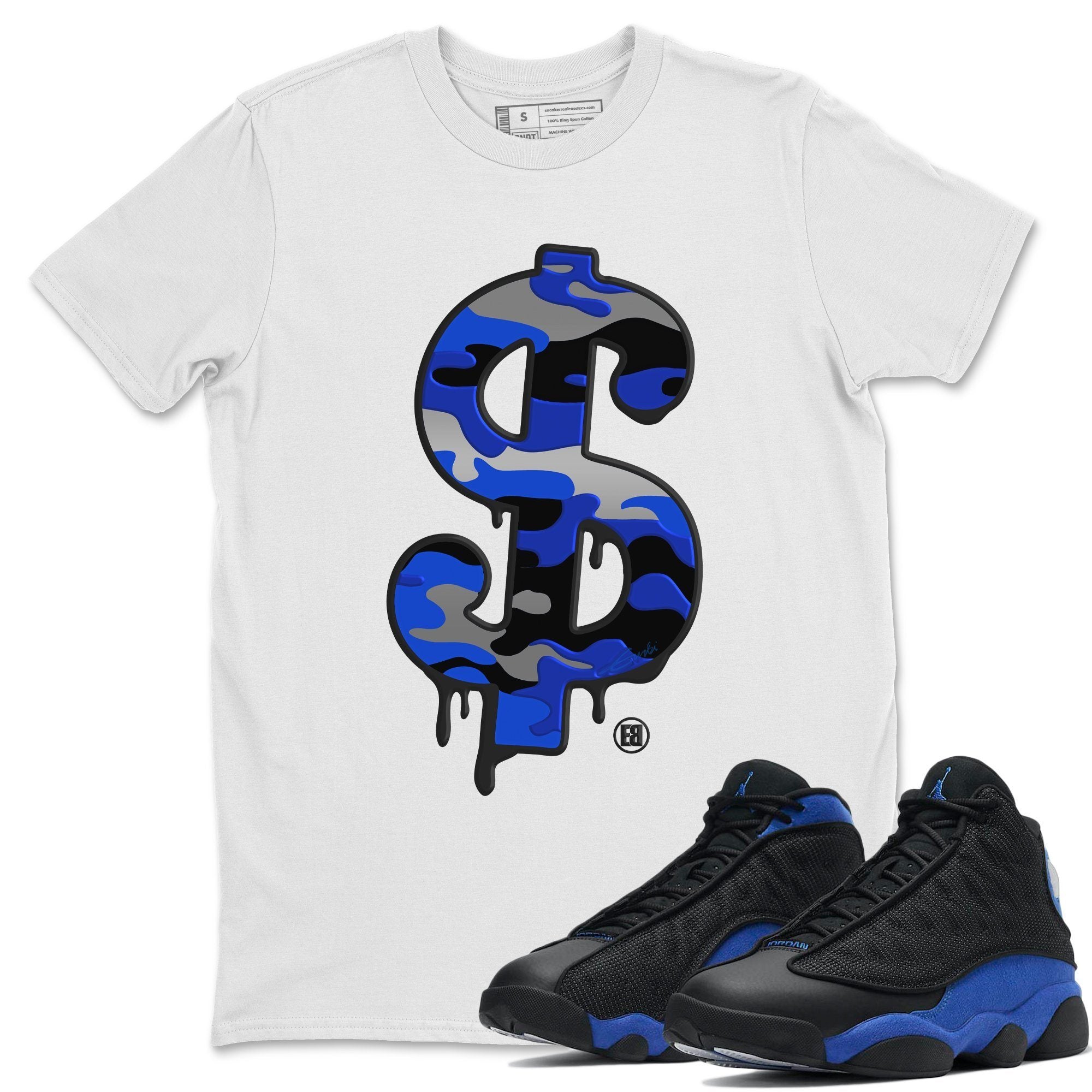 Jordan 13 Hyper Royal Shirt To Match Jordans Dollar Camo Sneaker Tees Jordan 13 Hyper Royal Drip Gear Zone Sneaker Matching Clothing Unisex Shirts