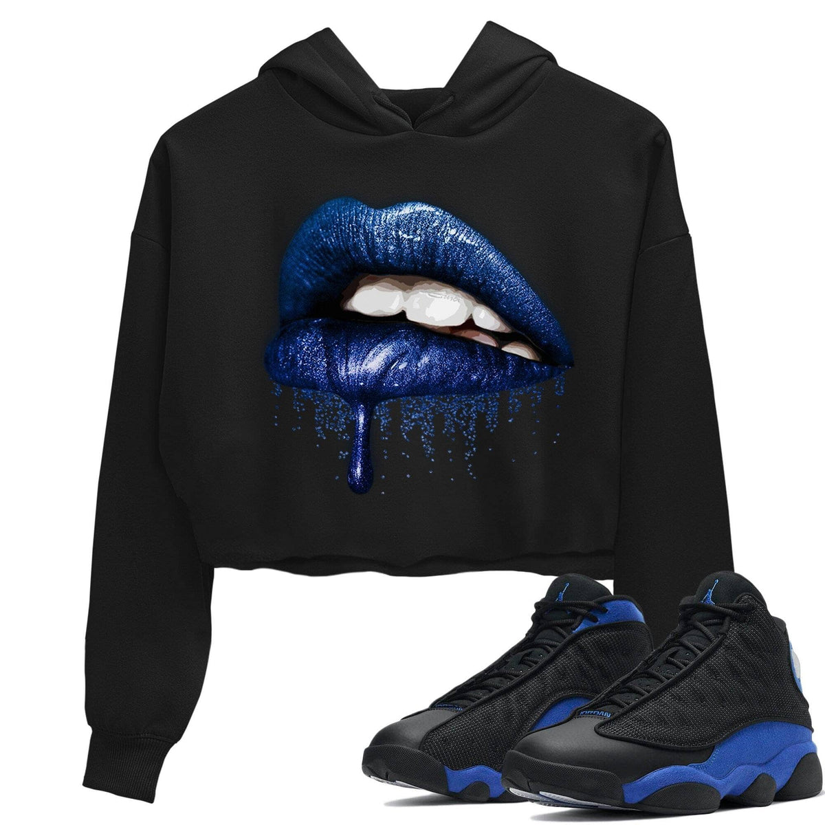 Jordan 13 Hyper Royal Sneaker Matching T-Shirt Dripping Lips Sneaker Tees Jordan 13 Hyper Royal Sneaker Release Tees Women's Shirts