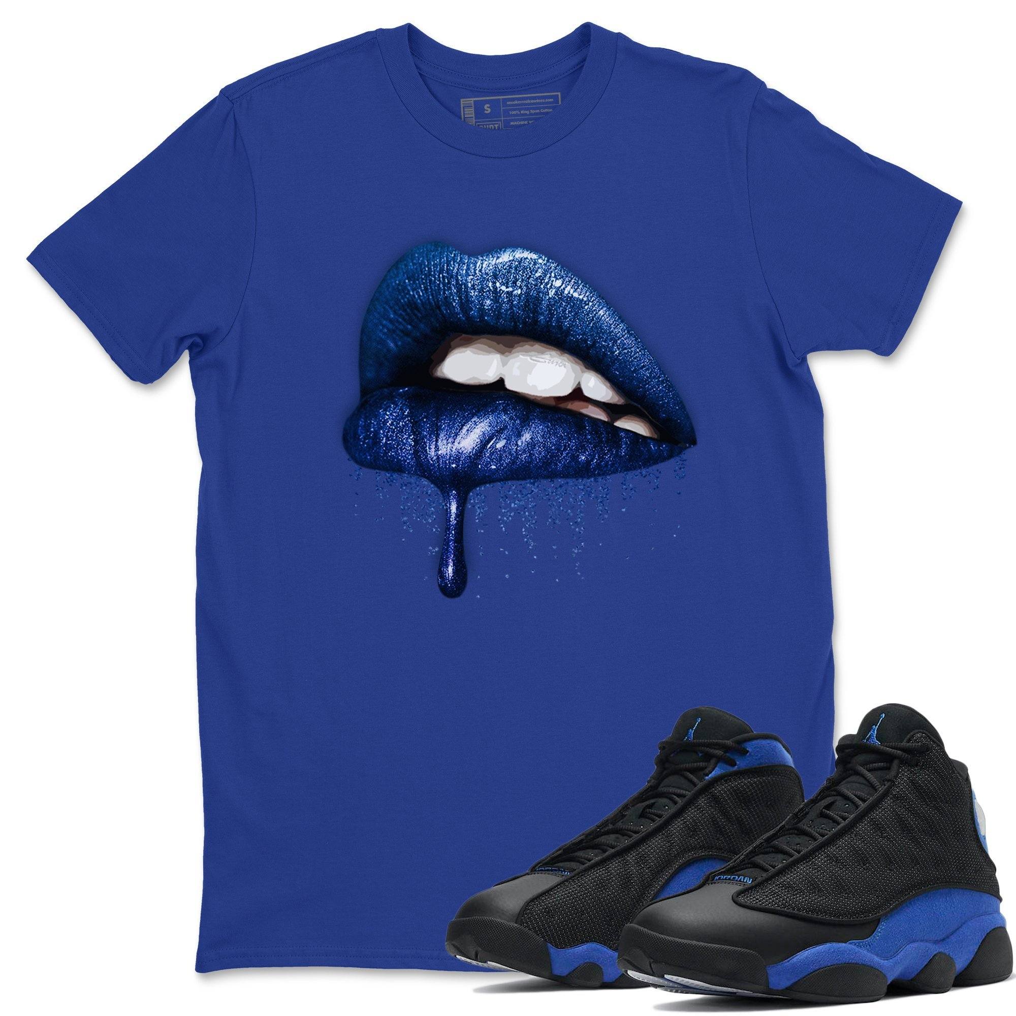 Jordan 13 Hyper Royal Shirt To Match Jordans Dripping Lips Sneaker Tees Jordan 13 Hyper Royal Drip Gear Zone Sneaker Matching Clothing Unisex Shirts