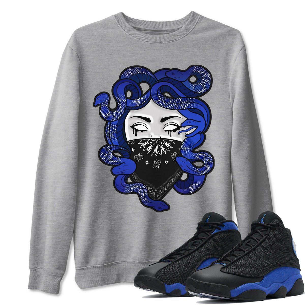 Jordan 13 Hyper Royal Shirt To Match Jordans Medusa Sneaker Tees Jordan 13 Hyper Royal Drip Gear Zone Sneaker Matching Clothing Unisex Shirts