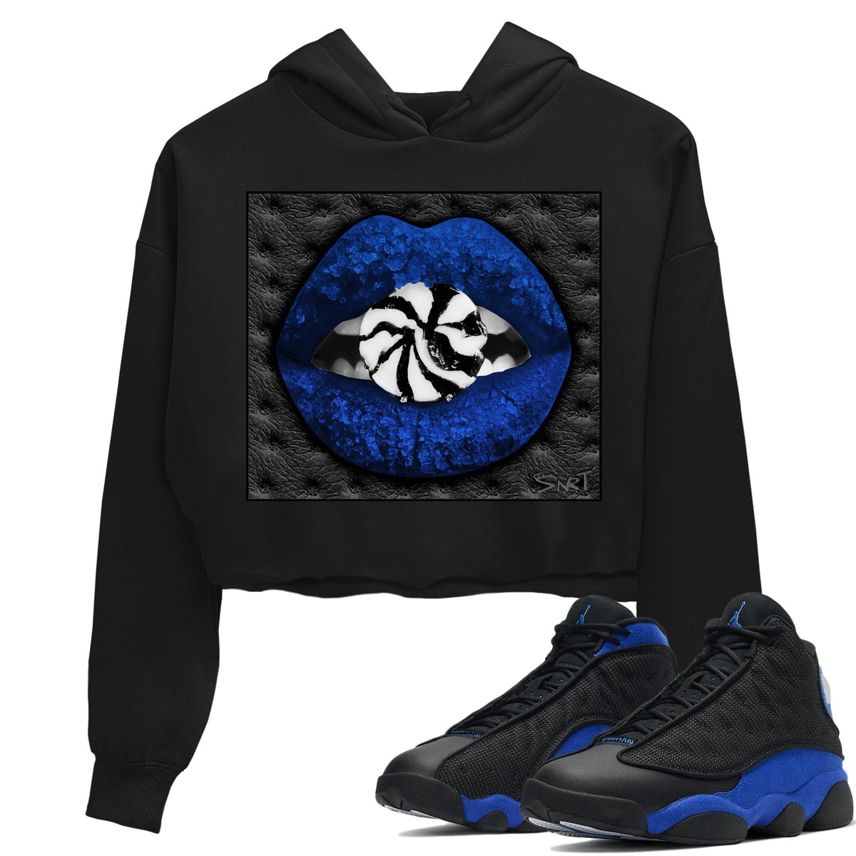 Jordan 13 Hyper Royal Sneaker Matching T-Shirt Lips Candy Sneaker Tees Jordan 13 Hyper Royal Sneaker Release Tees Women's Shirts